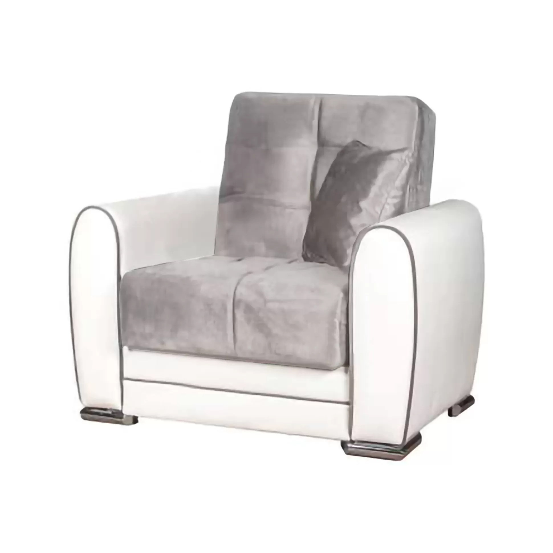 Dmora Poltrone<Poltrona Attiluccio, 97x84h91 cm, Bianco e Grigio Chiaro