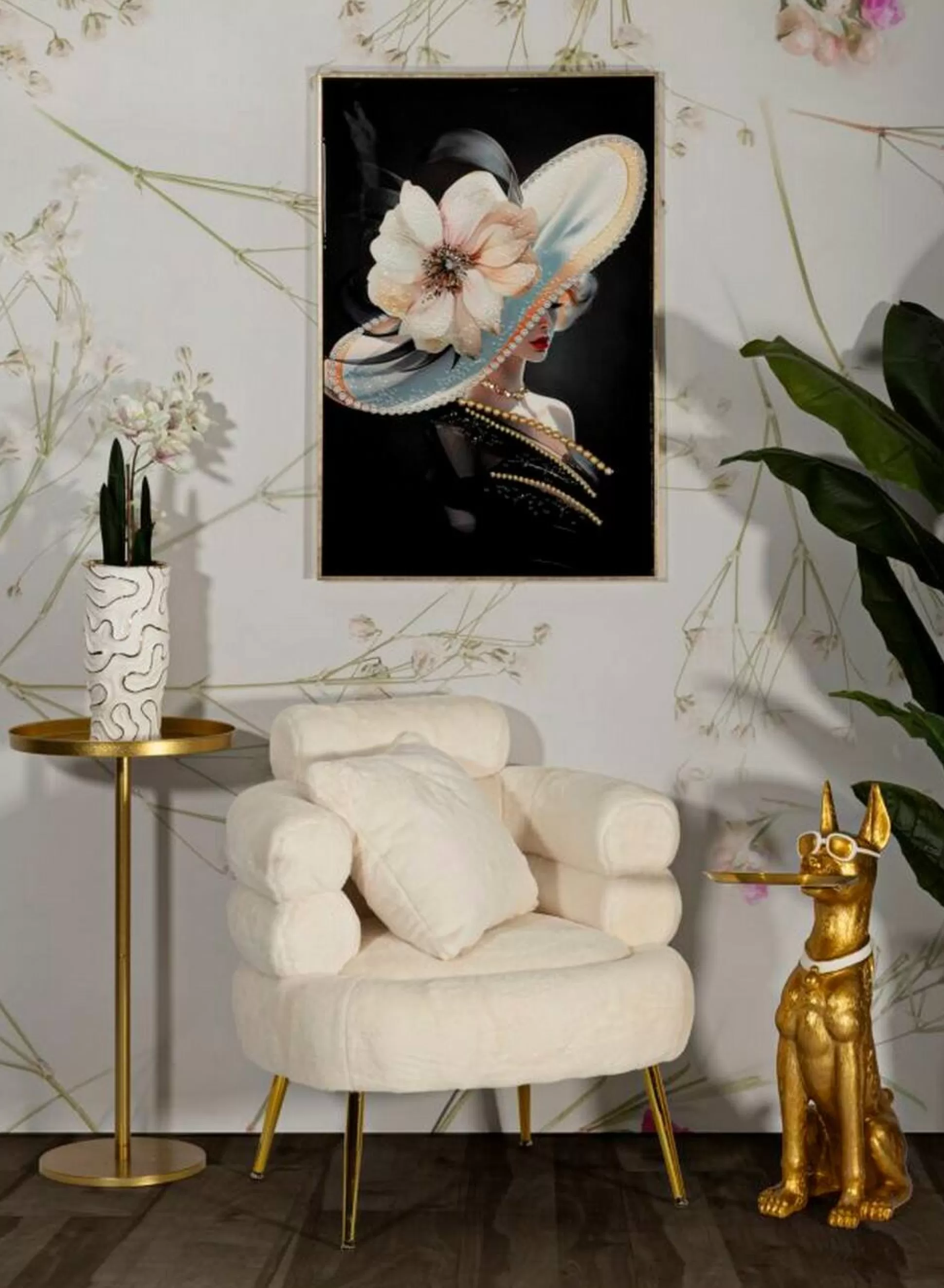 Dmora Poltrone<Poltrona Castagna, 78x68 h85 cm, Bianco e Oro