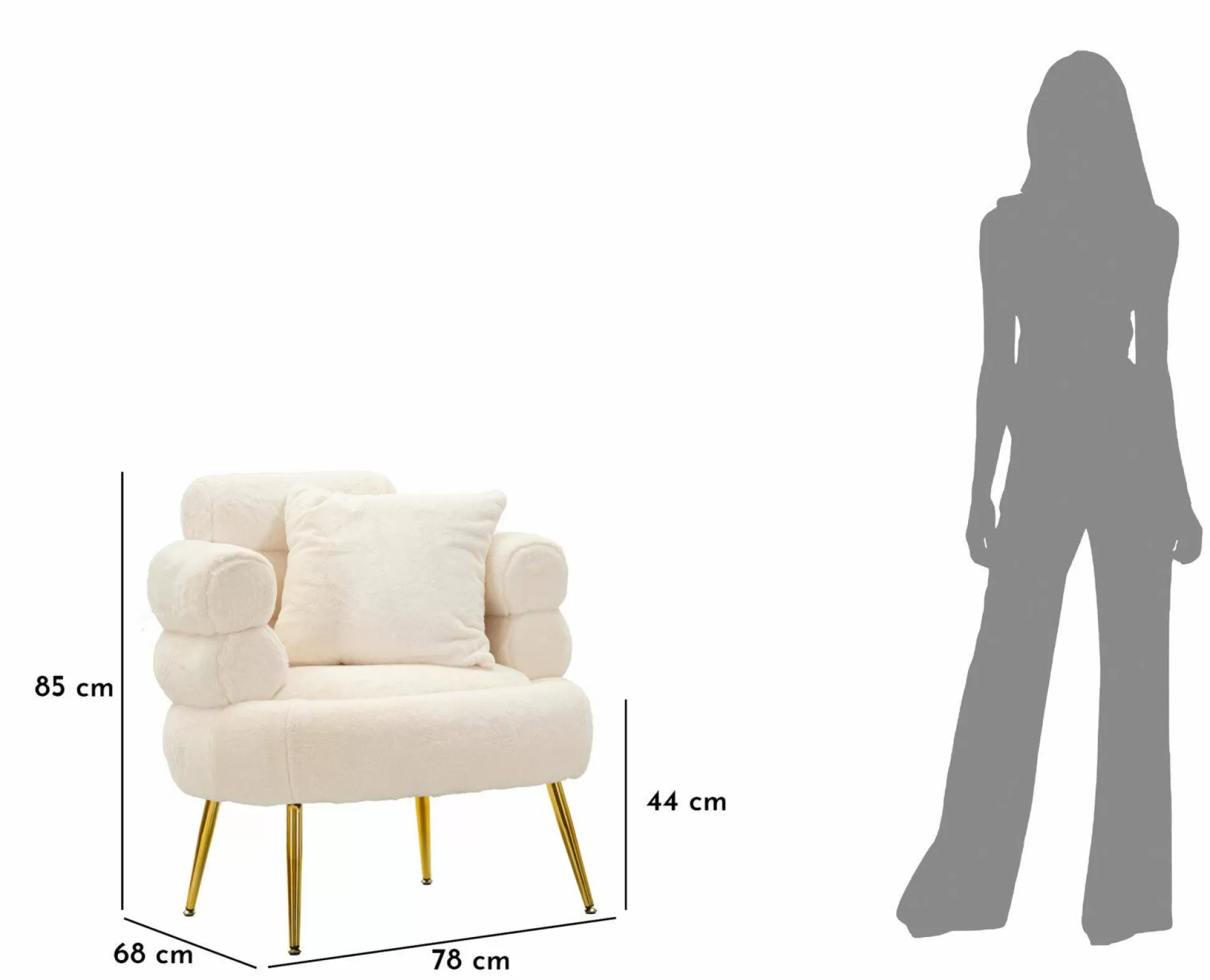 Dmora Poltrone<Poltrona Castagna, 78x68 h85 cm, Bianco e Oro