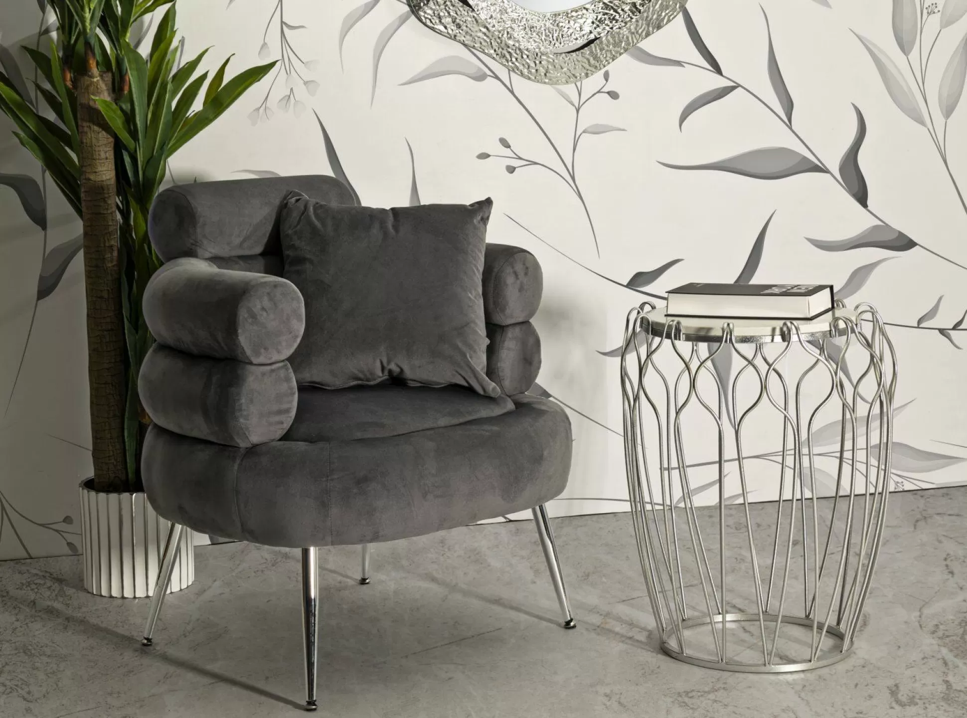 Dmora Poltrone<Poltrona Castagna, 78x68 h85 cm, Grigio e Argento