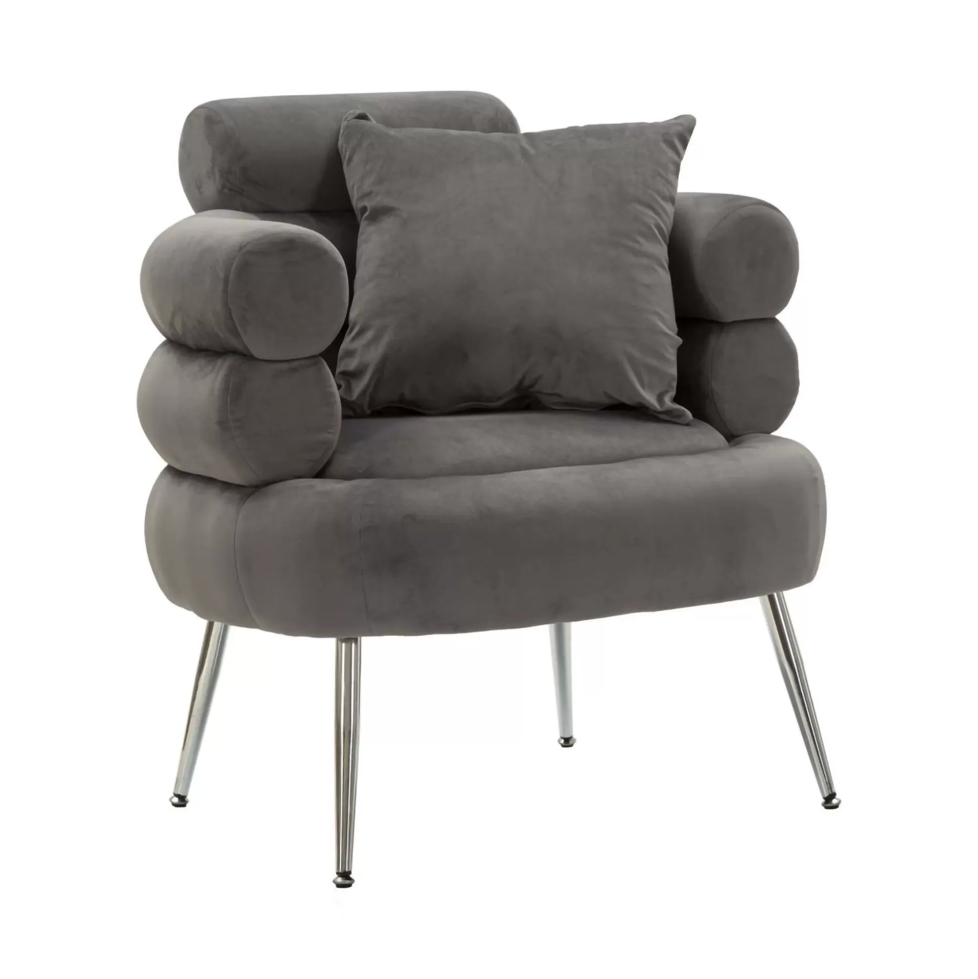 Dmora Poltrone<Poltrona Castagna, 78x68 h85 cm, Grigio e Argento