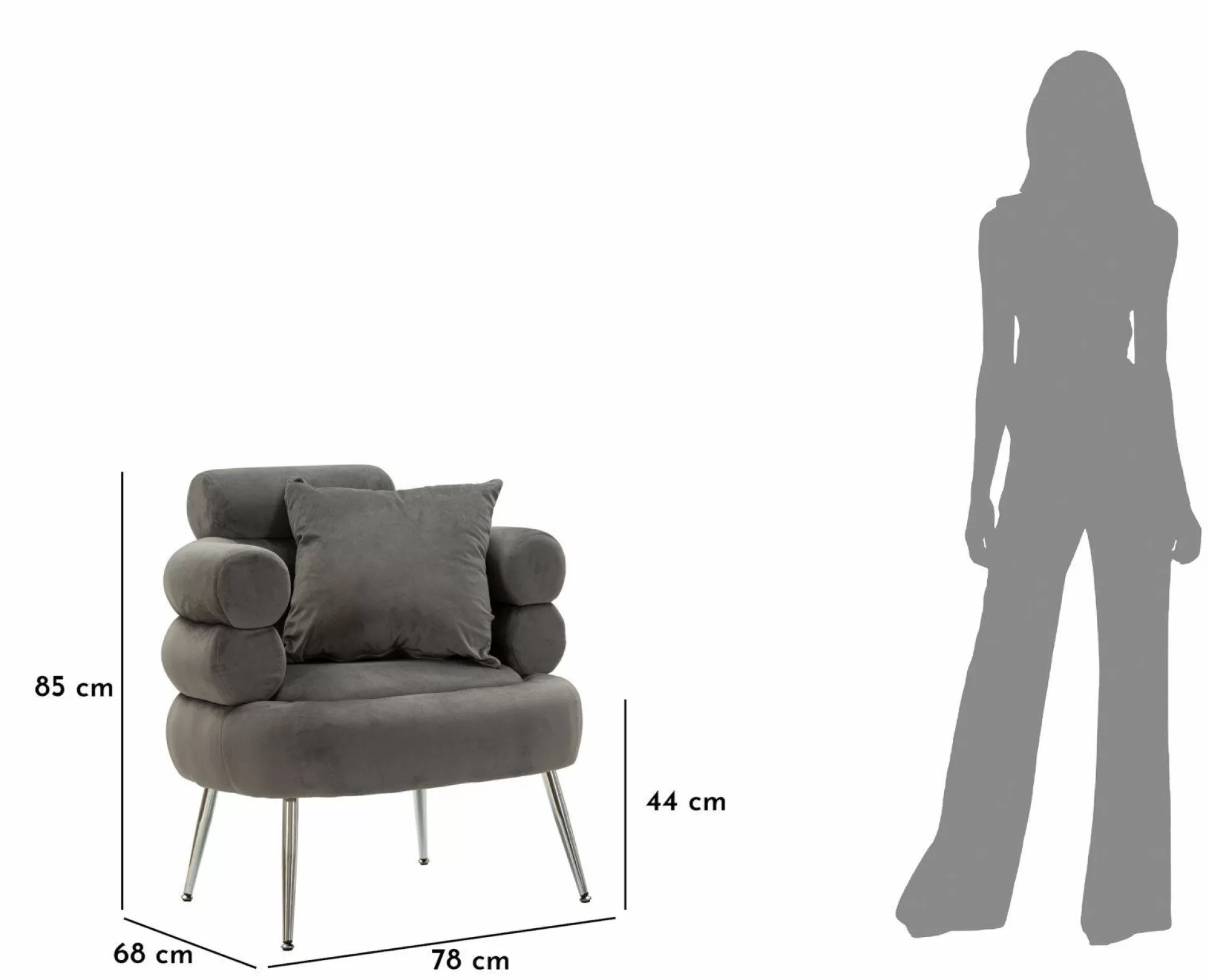 Dmora Poltrone<Poltrona Castagna, 78x68 h85 cm, Grigio e Argento