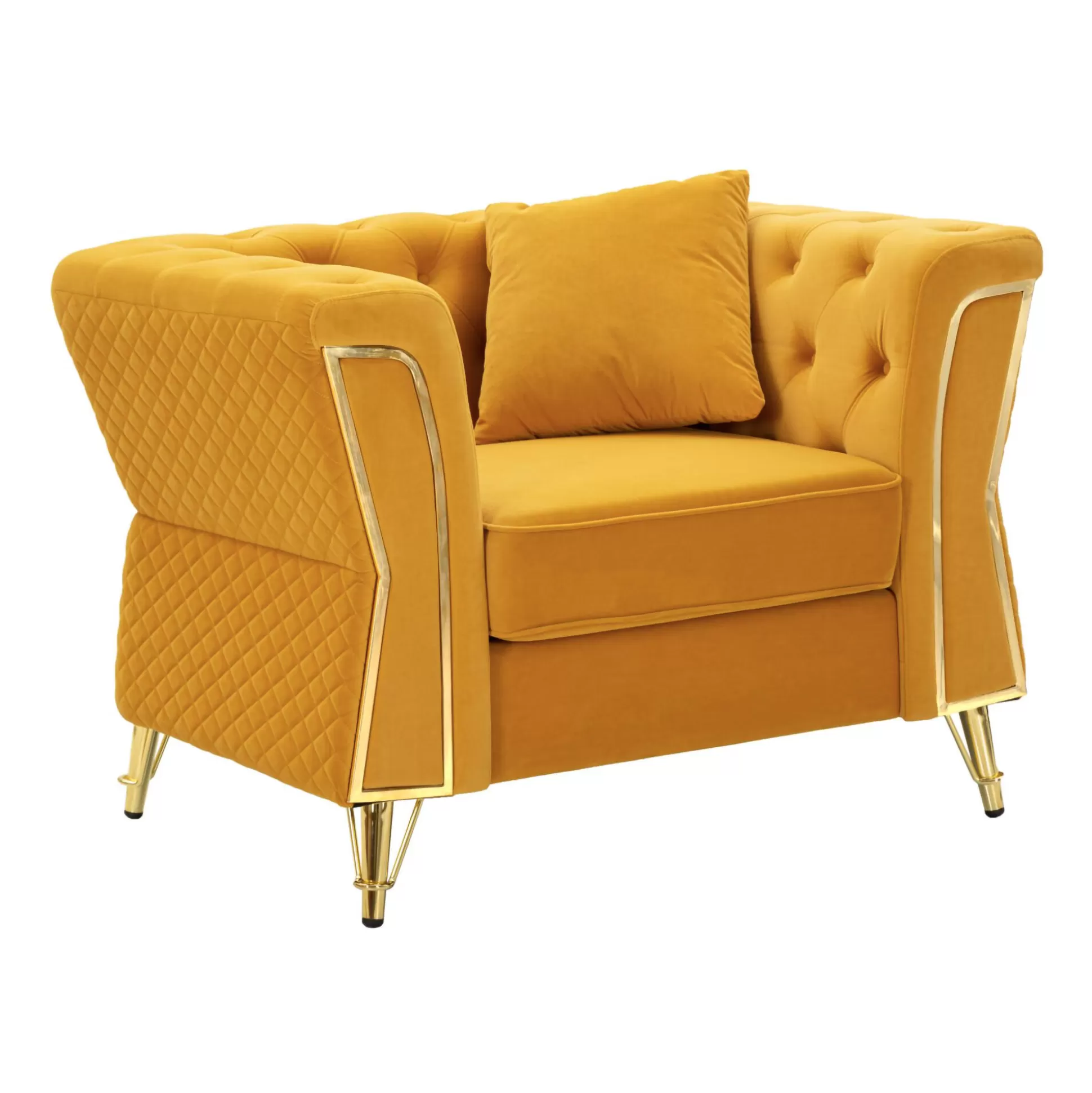 Dmora Poltrone<Poltrona Gabbiano, 104x83 h76 cm, Ocra e Oro