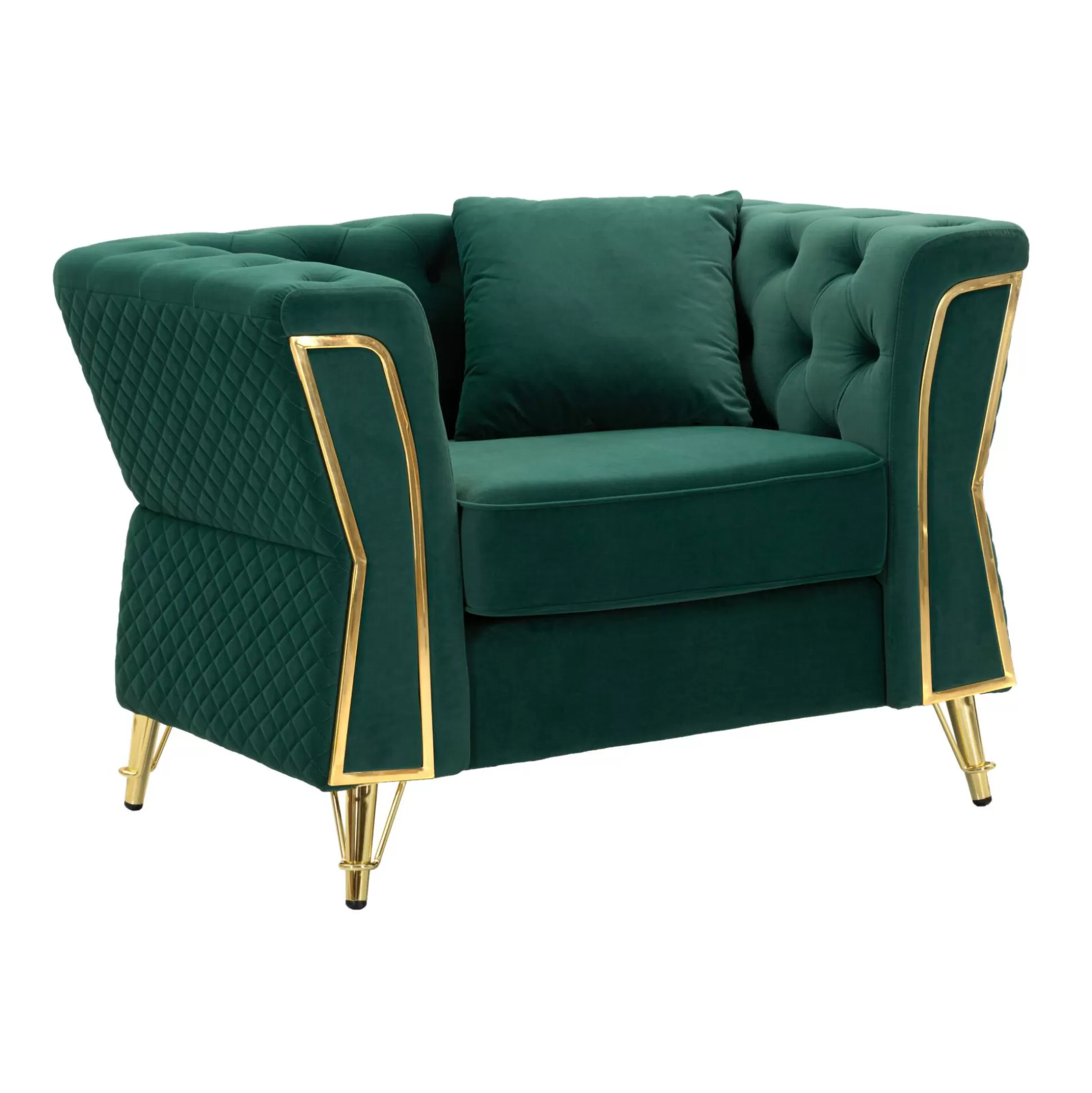Dmora Poltrone<Poltrona Gabbiano, 104x83 h76 cm, Verde e Oro