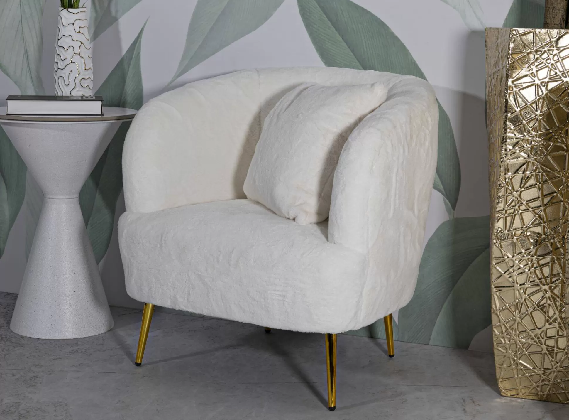 Dmora Poltrone<Poltrona Landi, 73x66 h78 cm, Bianco e Oro