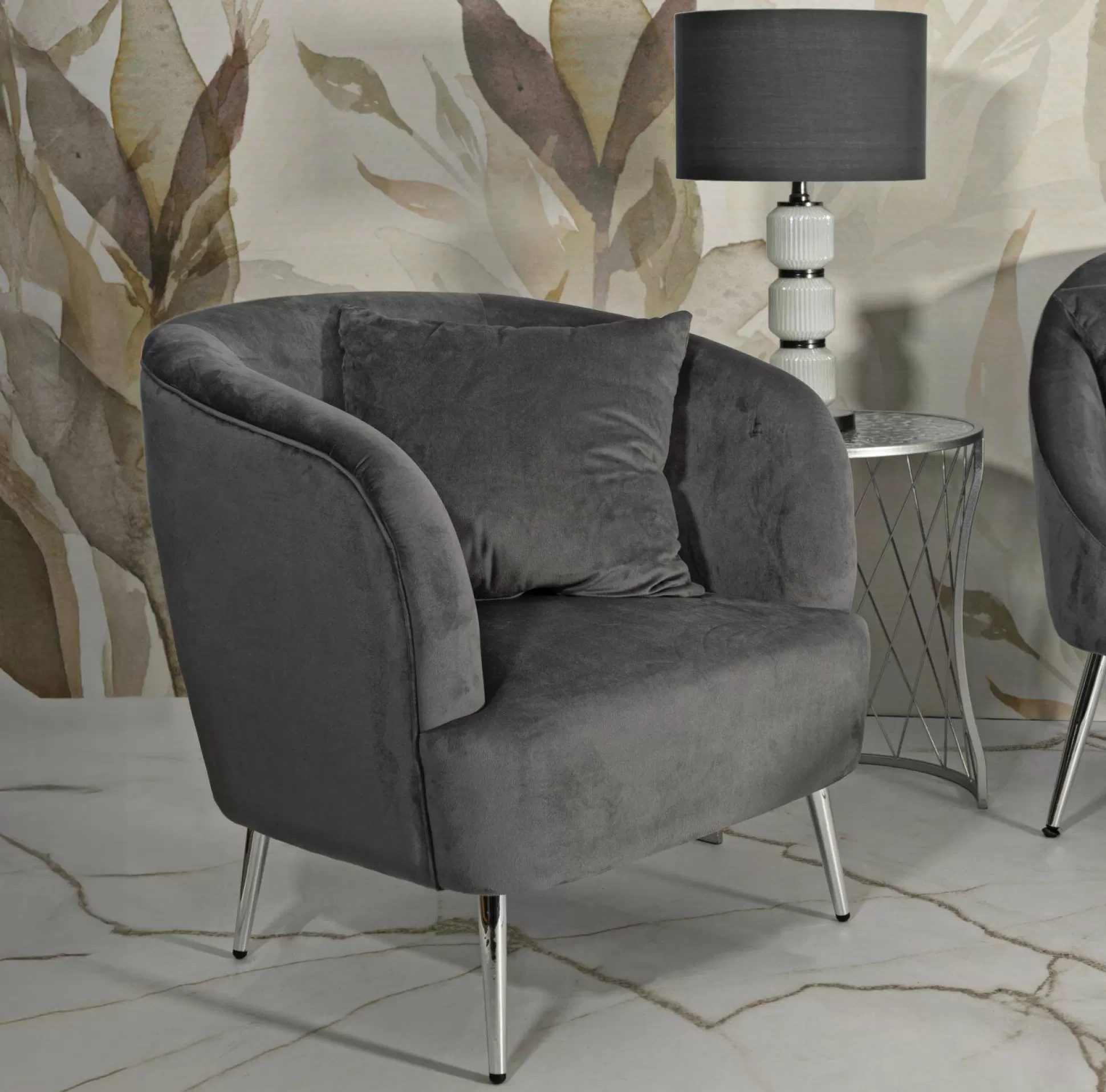 Dmora Poltrone<Poltrona Landi, 73x66 h78 cm, Grigio e Argento