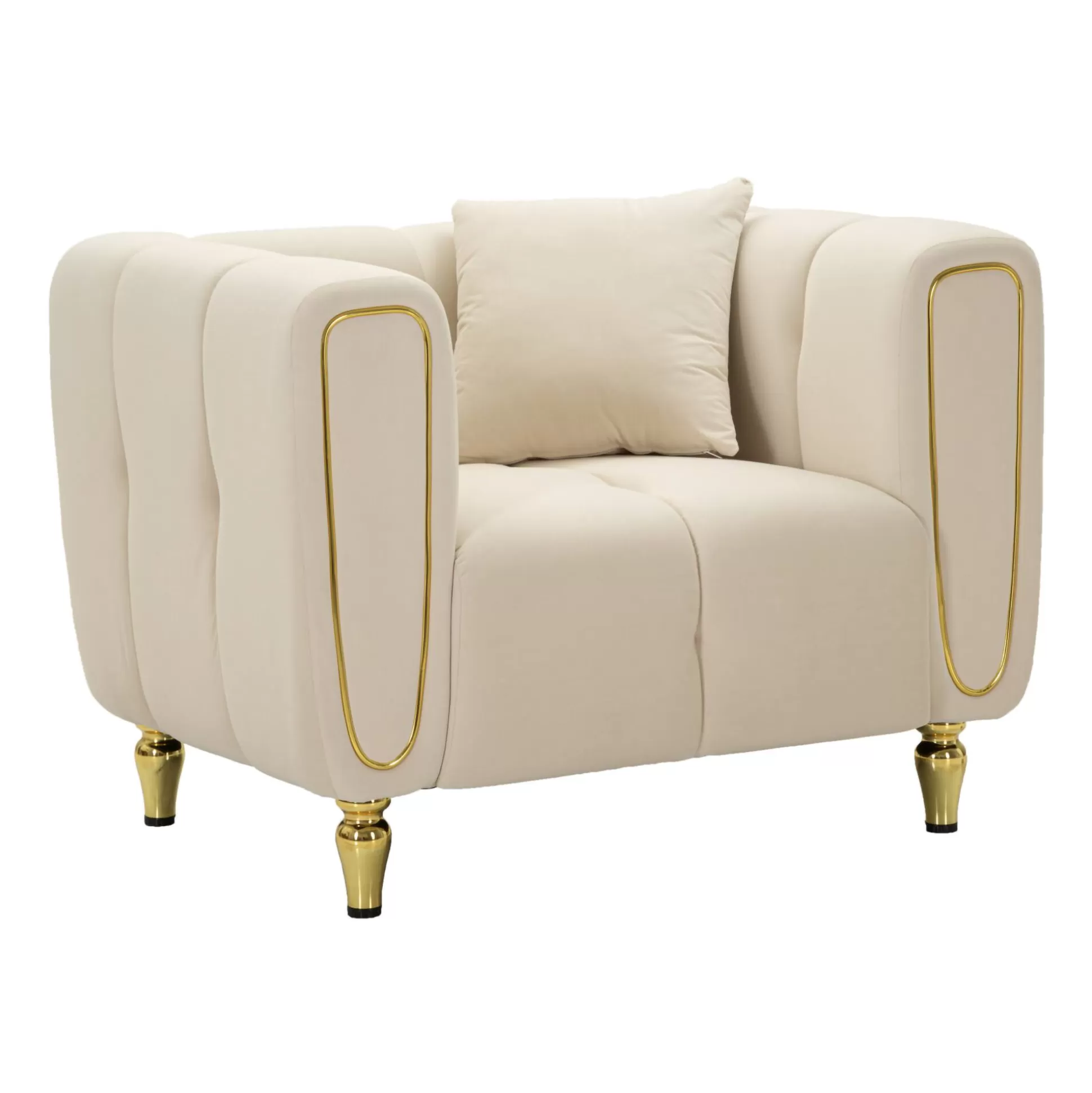 Dmora Poltrone<Poltrona Madama, 81x97 h71 cm, Crema e Oro