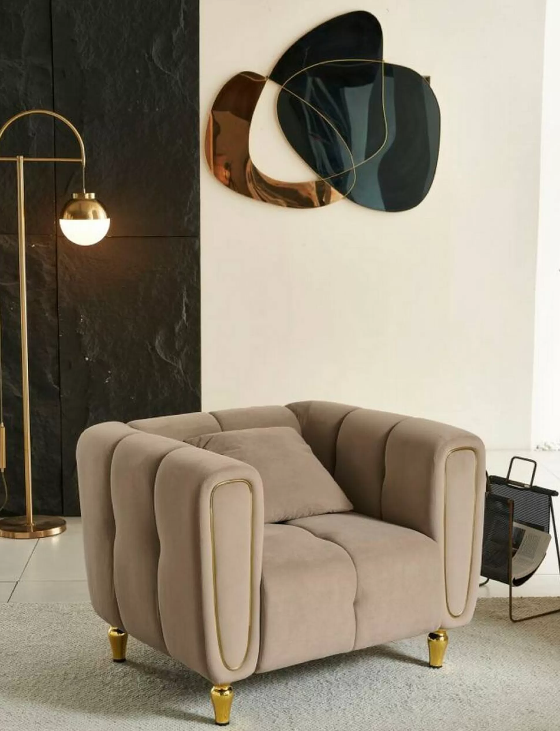 Dmora Poltrone<Poltrona Madama, 81x97 h71 cm, Grigio e Oro