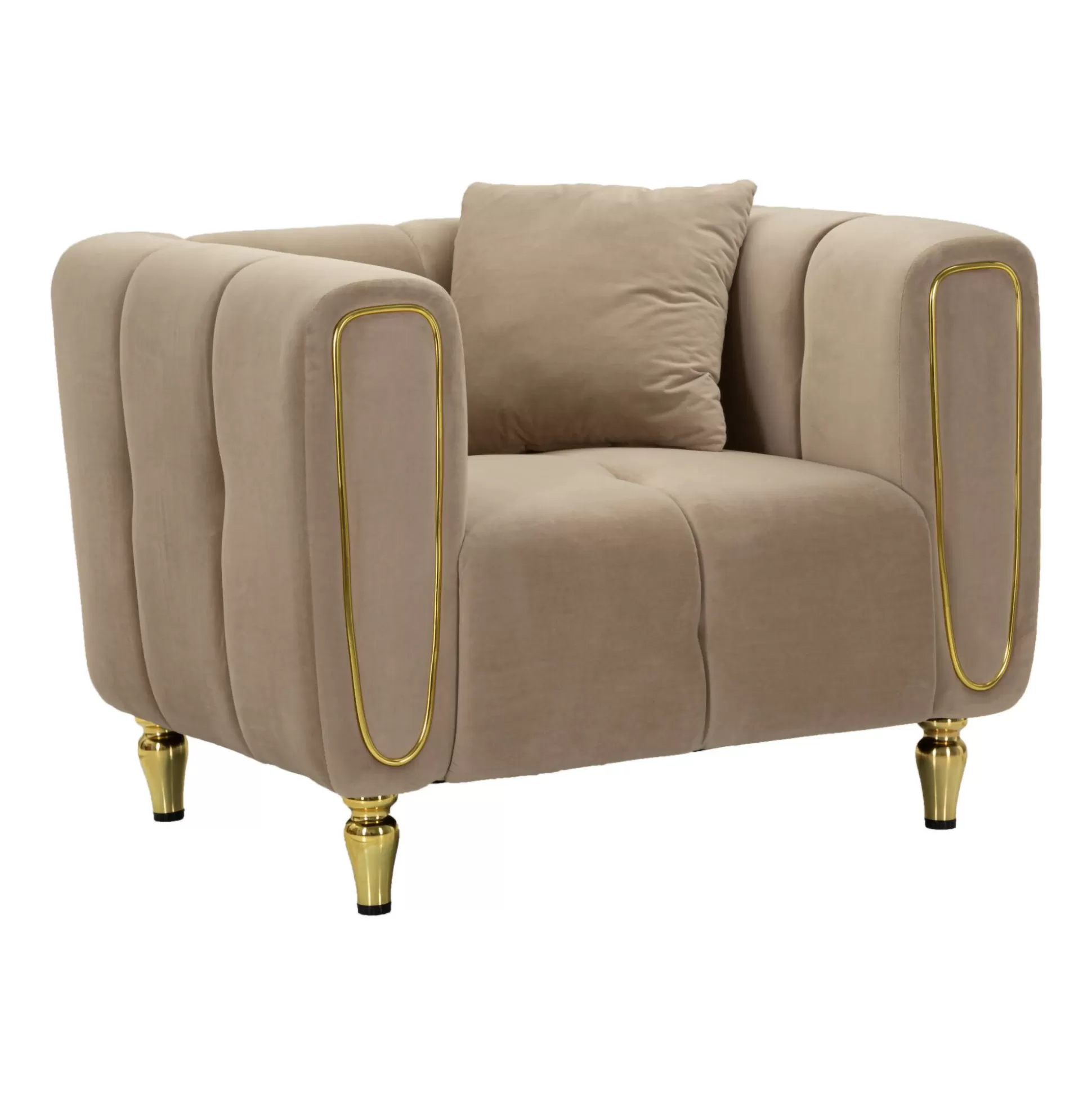 Dmora Poltrone<Poltrona Madama, 81x97 h71 cm, Grigio e Oro