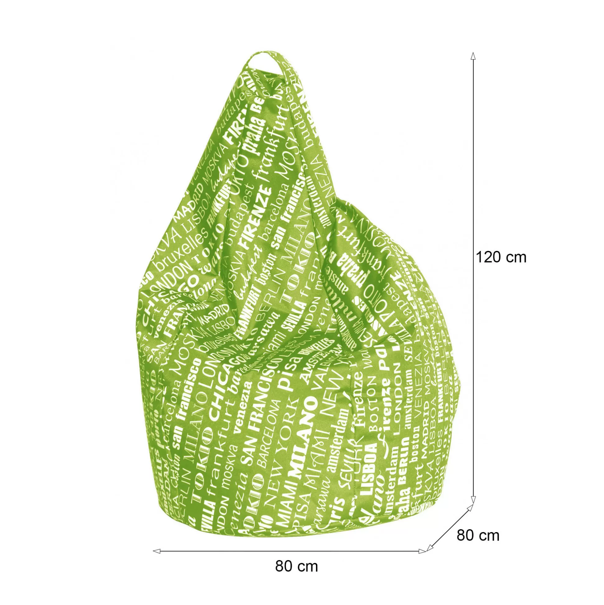 Dmora Pouf<Pouf Atokos, 80x80 h120 cm, Verde e Bianco
