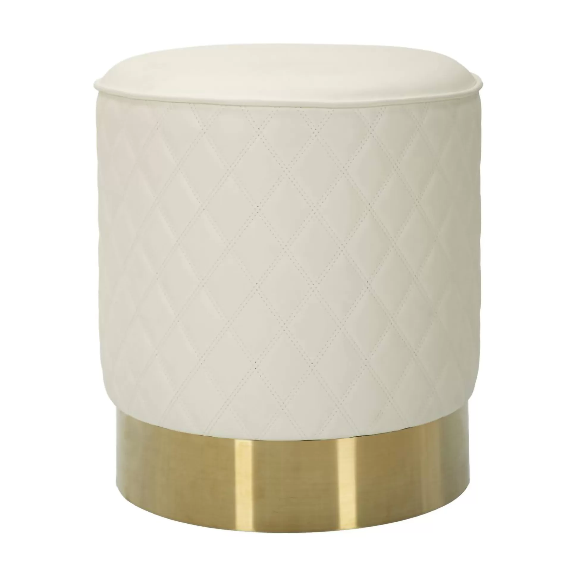 Dmora Pouf<Pouf Erro, 36x36 h39 cm, Bianco e Oro