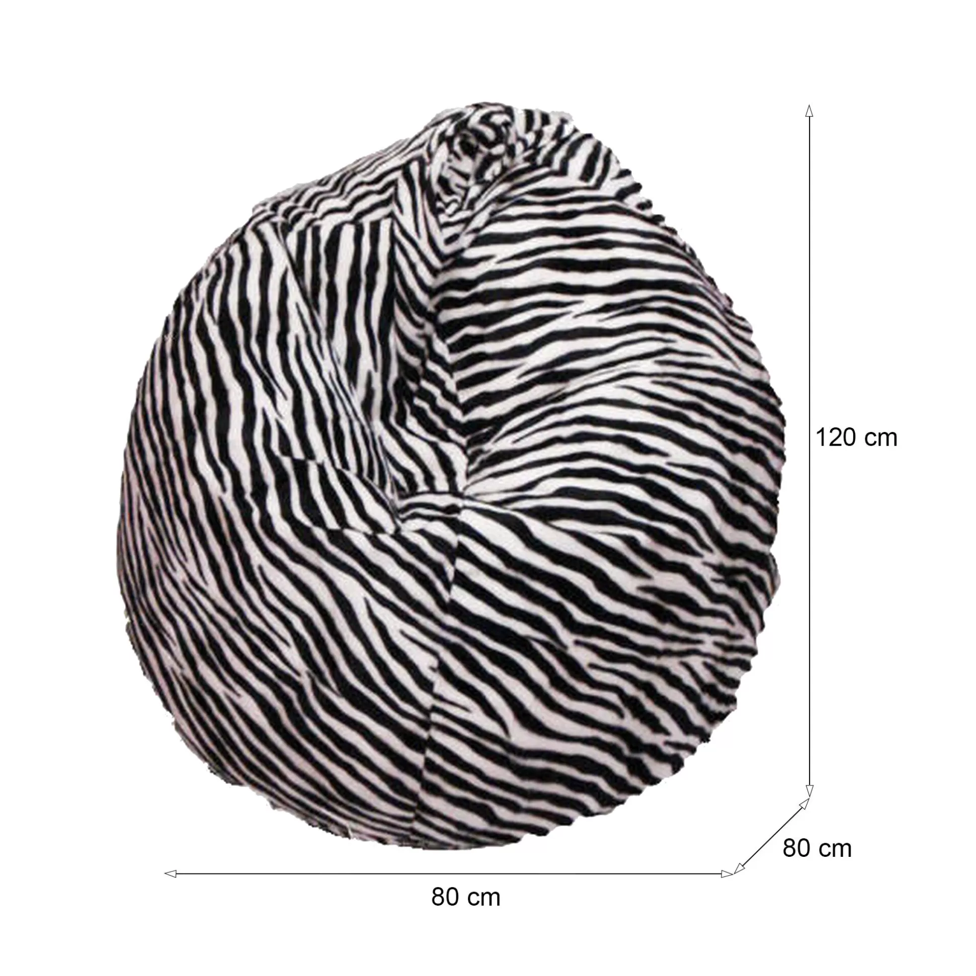 Dmora Pouf<Pouf Lorenza, 80x80 h120 cm, Nero e Bianco, Fantasia zebrata