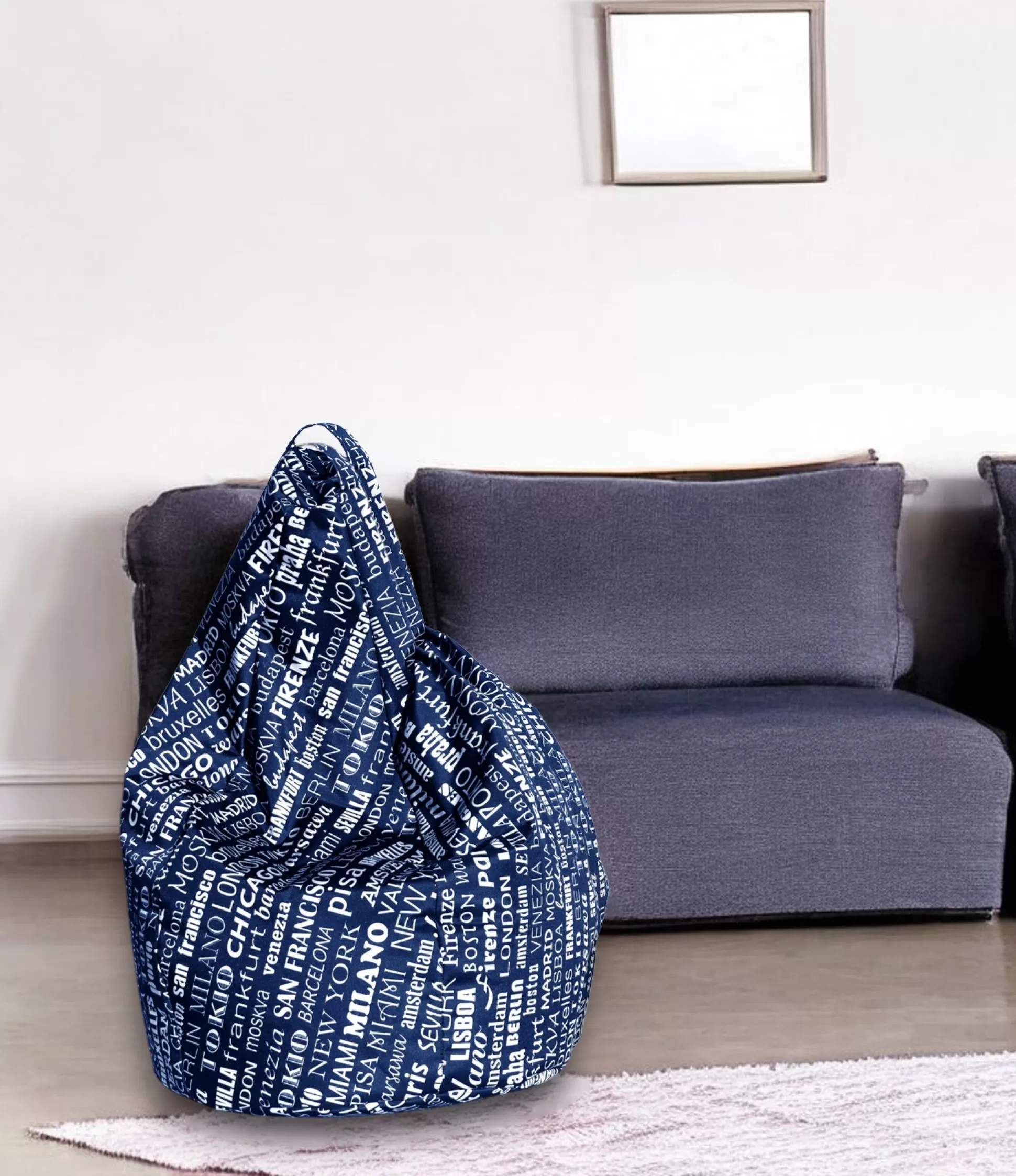 Dmora Pouf<Pouf Marisa, 80x80 h120 cm, Blu e Bianco