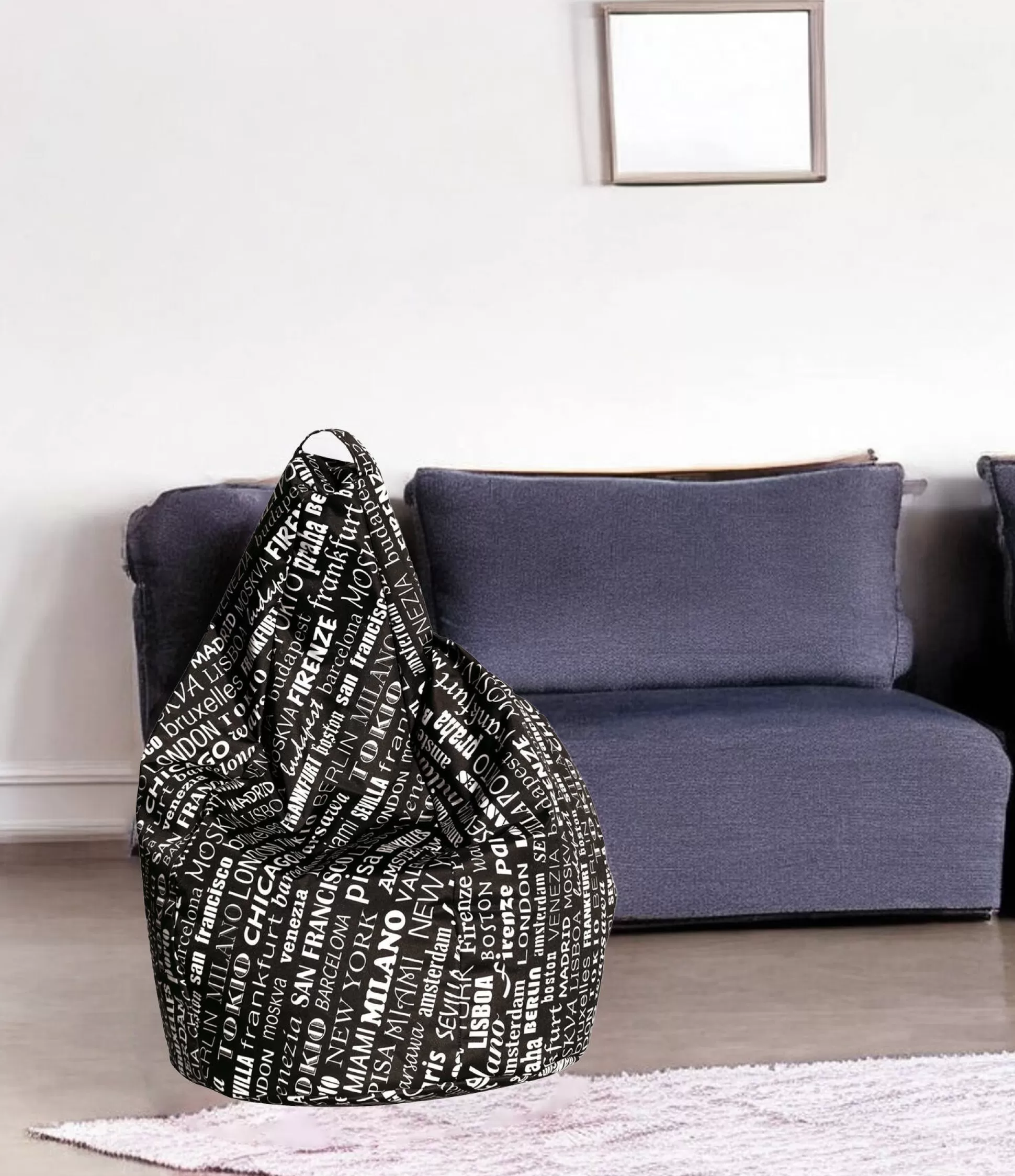 Dmora Pouf<Pouf Marisa, 80x80 h120 cm, Nero e Bianco