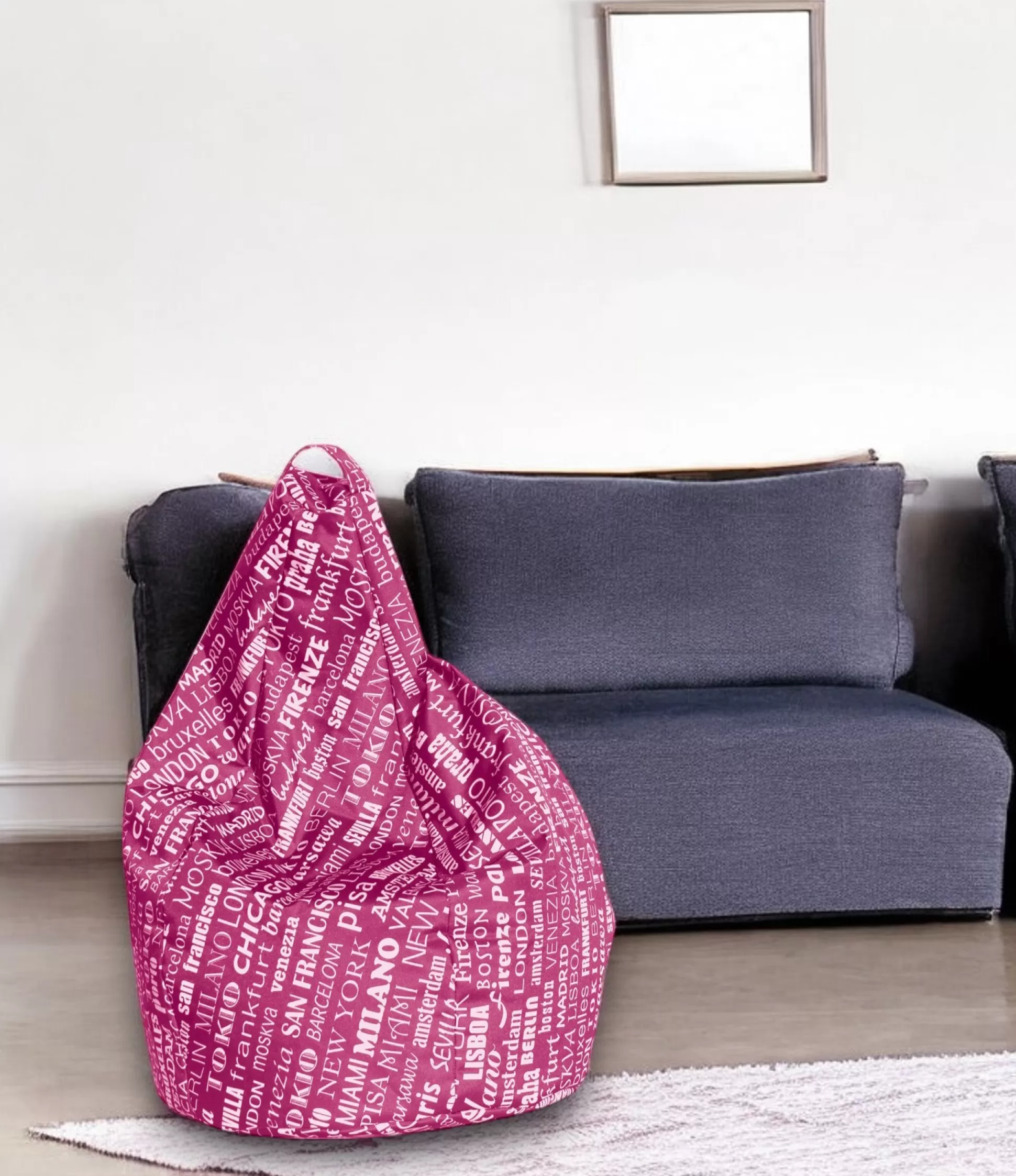 Dmora Pouf<Pouf Marisa, 80x80 h120 cm, Rosa e Bianco