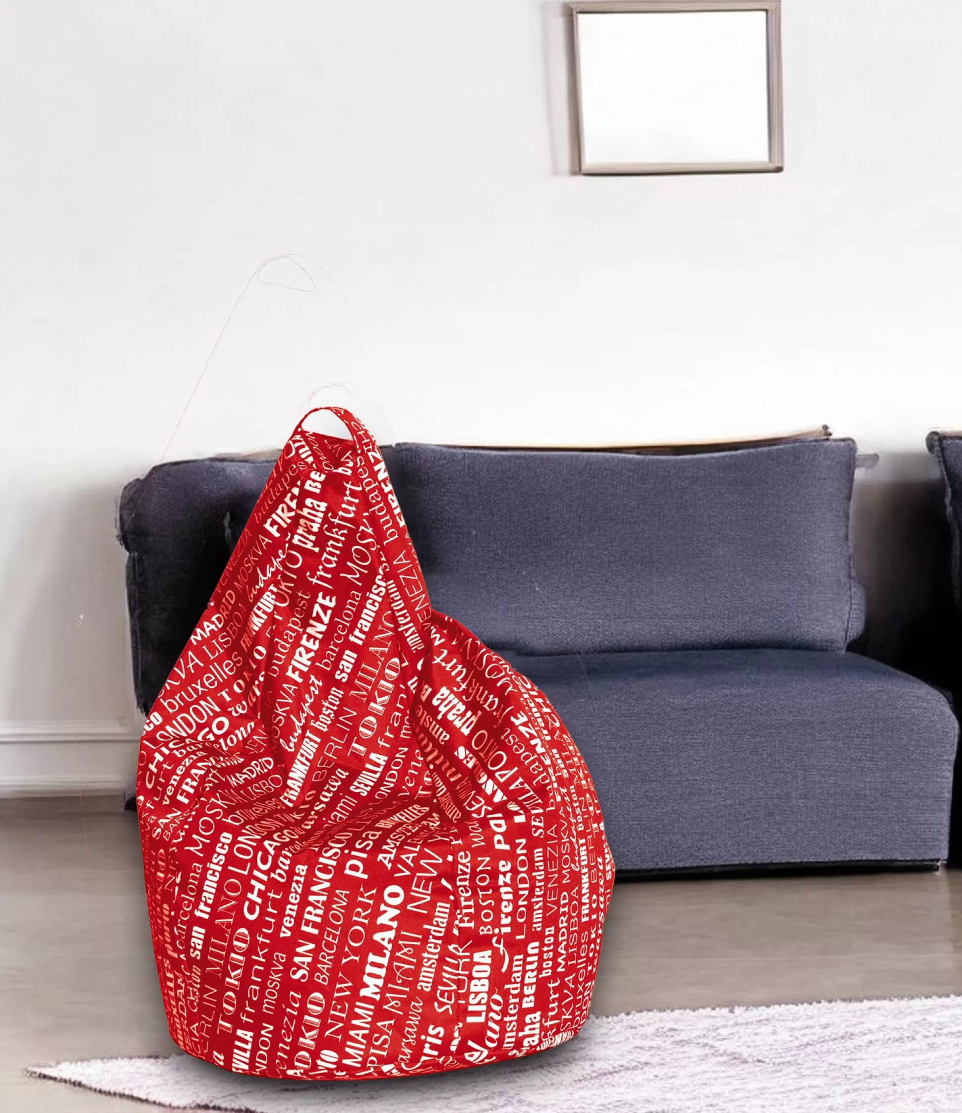 Dmora Pouf<Pouf Marisa, 80x80 h120 cm, Rosso e Bianco