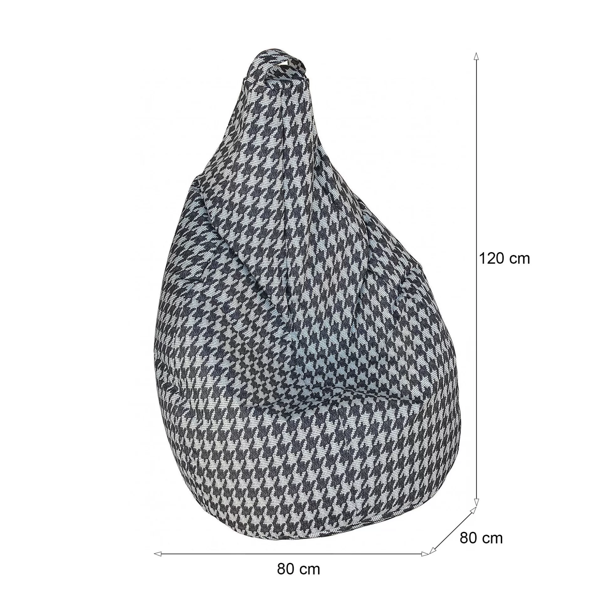 Dmora Pouf<Pouf Maristella, 80x80 h120 cm, Nero e Bianco, Pied de poule grande