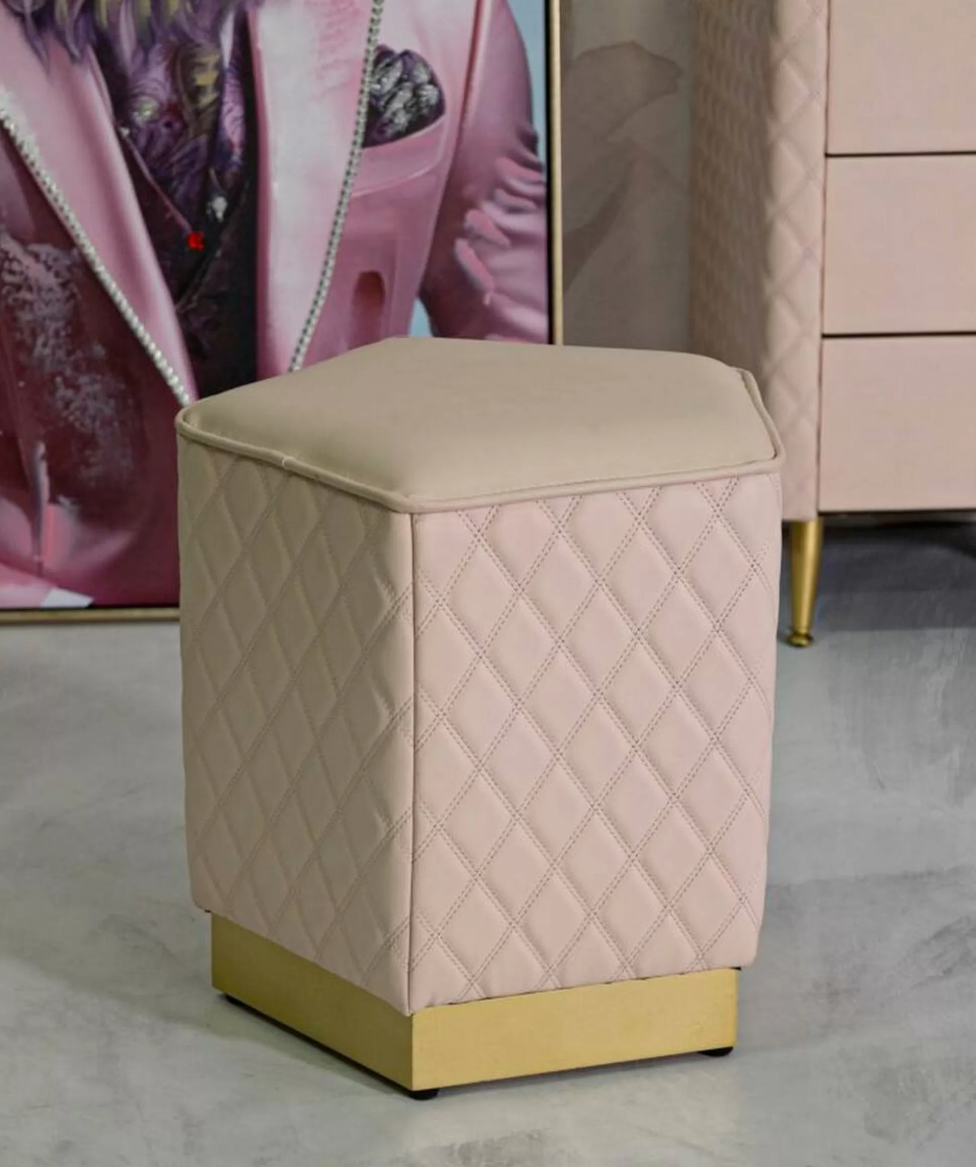 Dmora Pouf<Pouf Suasa, 38x38 h38 cm, Rosa e Oro