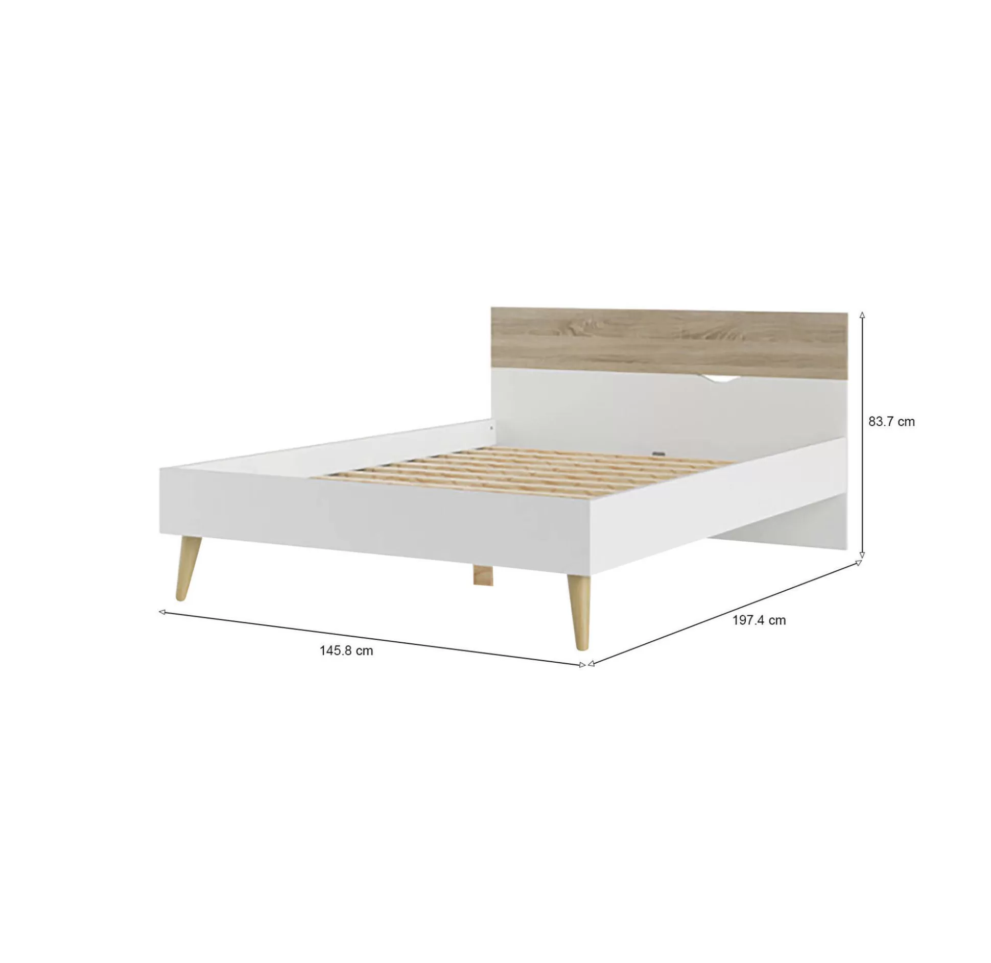 Dmora Reti Letto Singole<Rete letto singolo Avio, 146x197 h84 cm, Bianco e Quercia