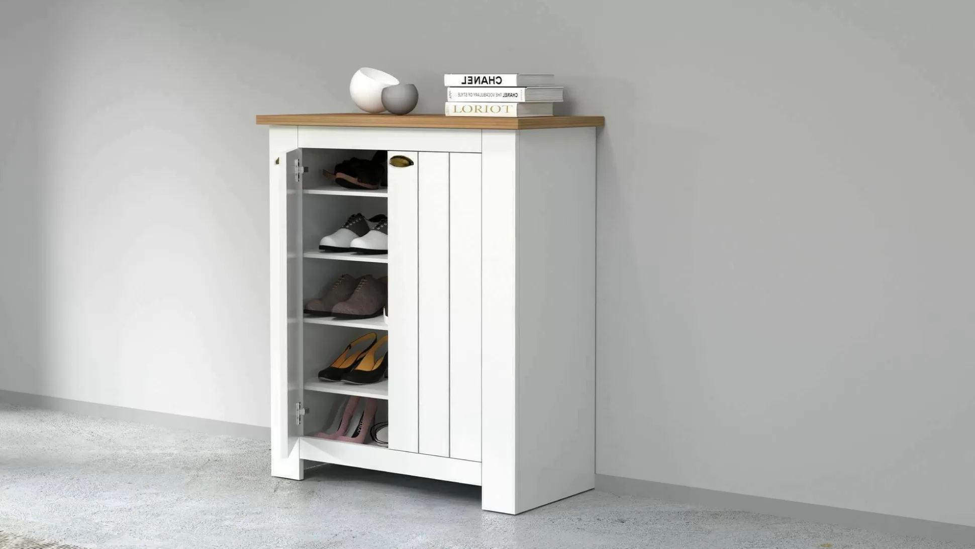 Dmora Scarpiere<Scarpiera Adriatica, 84x42h100 cm, Bianco e