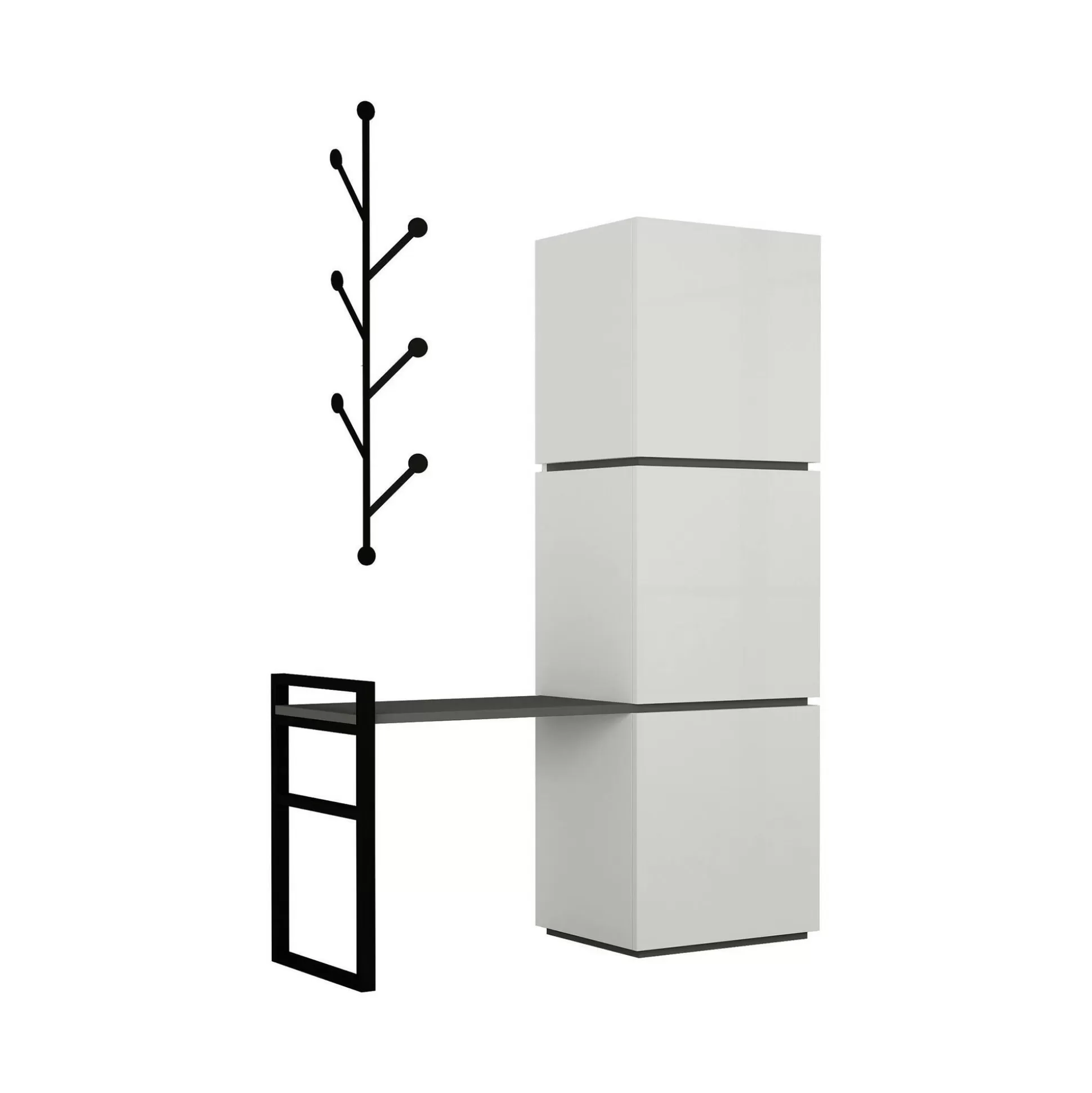 Dmora Scarpiere<Scarpiera Akoni, 109x39 h149 cm, Bianco e Antracite