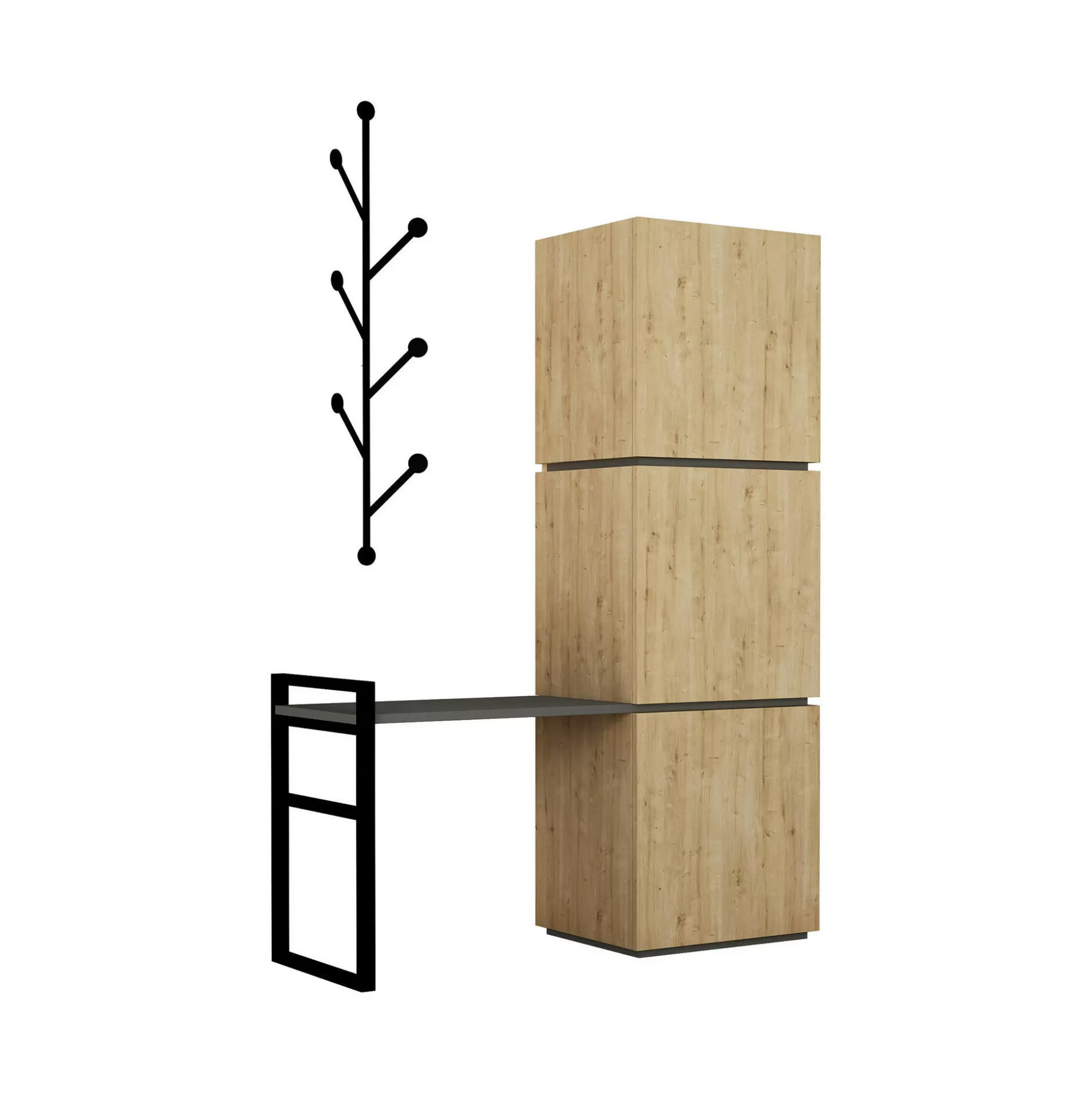 Dmora Scarpiere<Scarpiera Akoni, 109x39 h149 cm, Quercia e Antracite