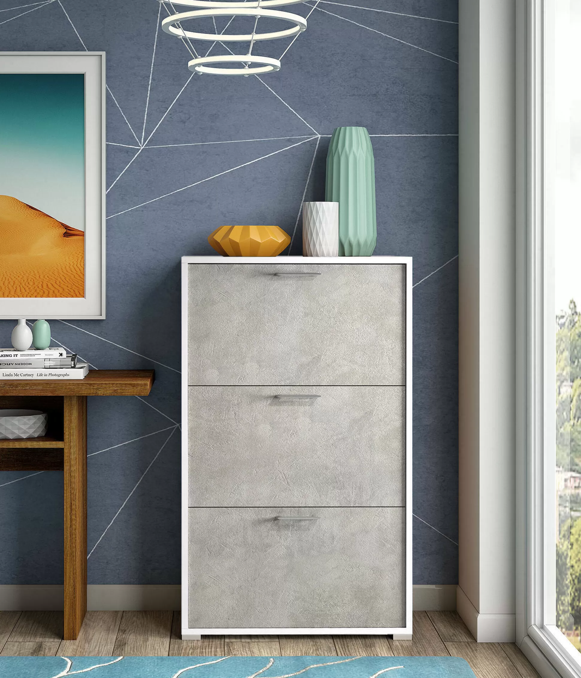 Dmora Scarpiere<Scarpiera Amelisa, 67x18h112 cm, Bianco e Cemento