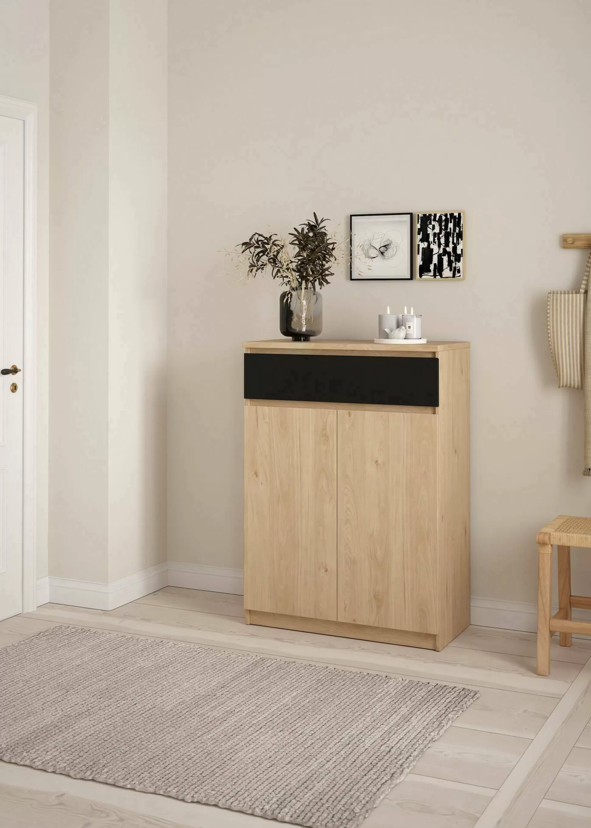 Dmora Scarpiere<Scarpiera Angilops, 40x80 h111 cm, Rovere e Nero