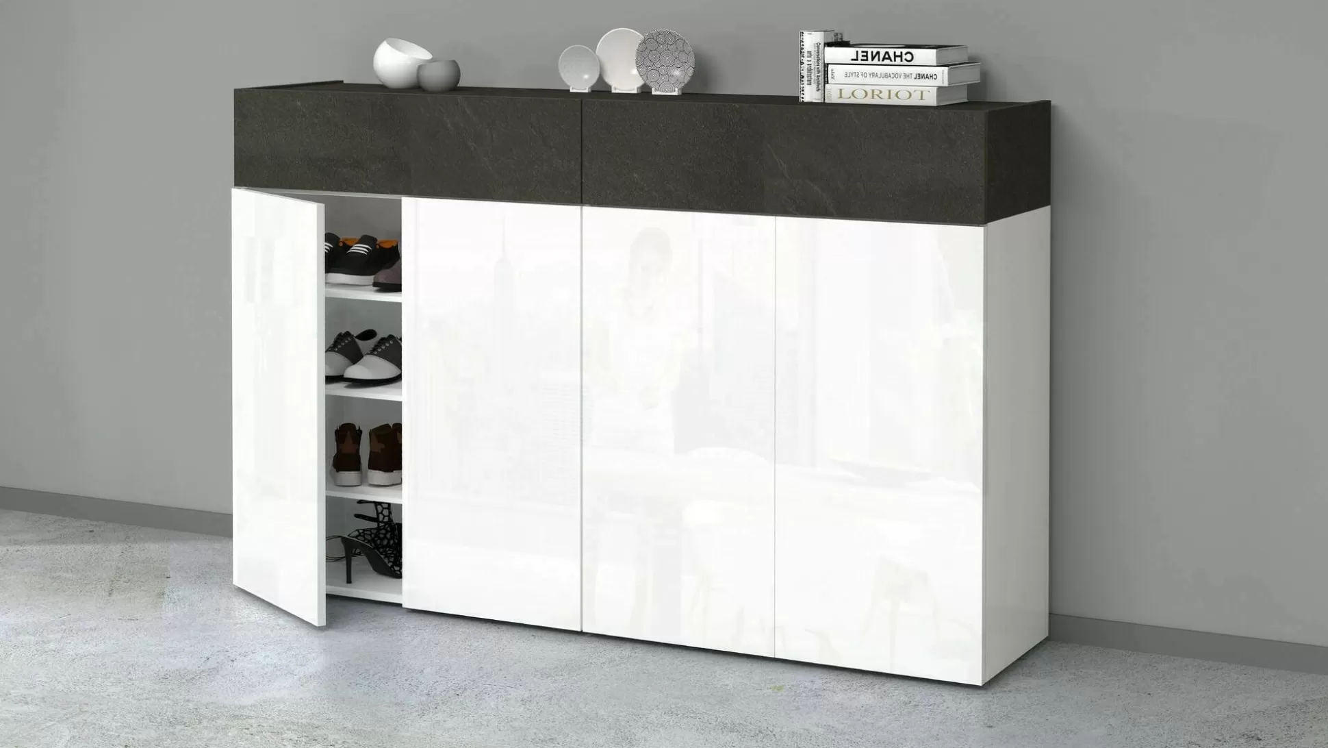 Dmora Scarpiere<Scarpiera Are, 154x38h100 cm, Bianco e
