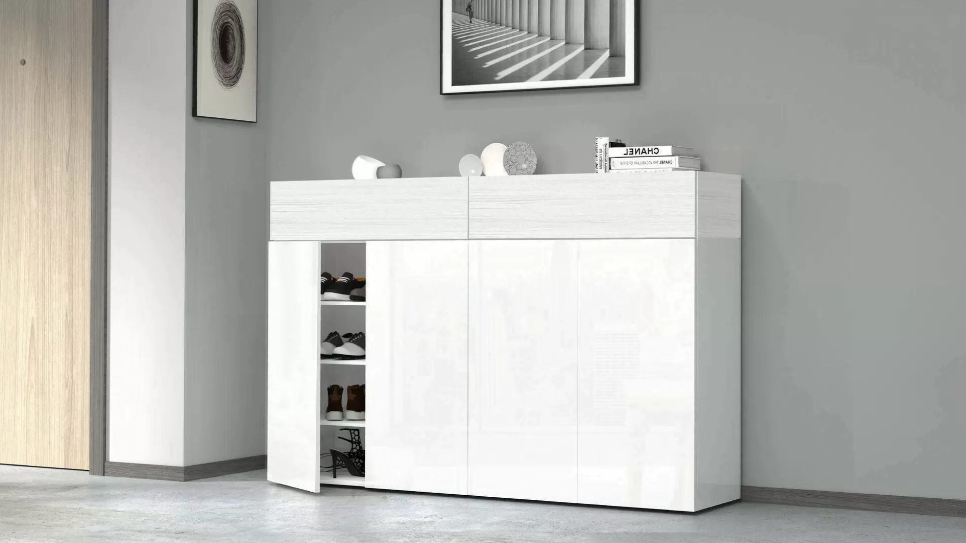 Dmora Scarpiere<Scarpiera Are, 154x38h100 cm, effetto larice