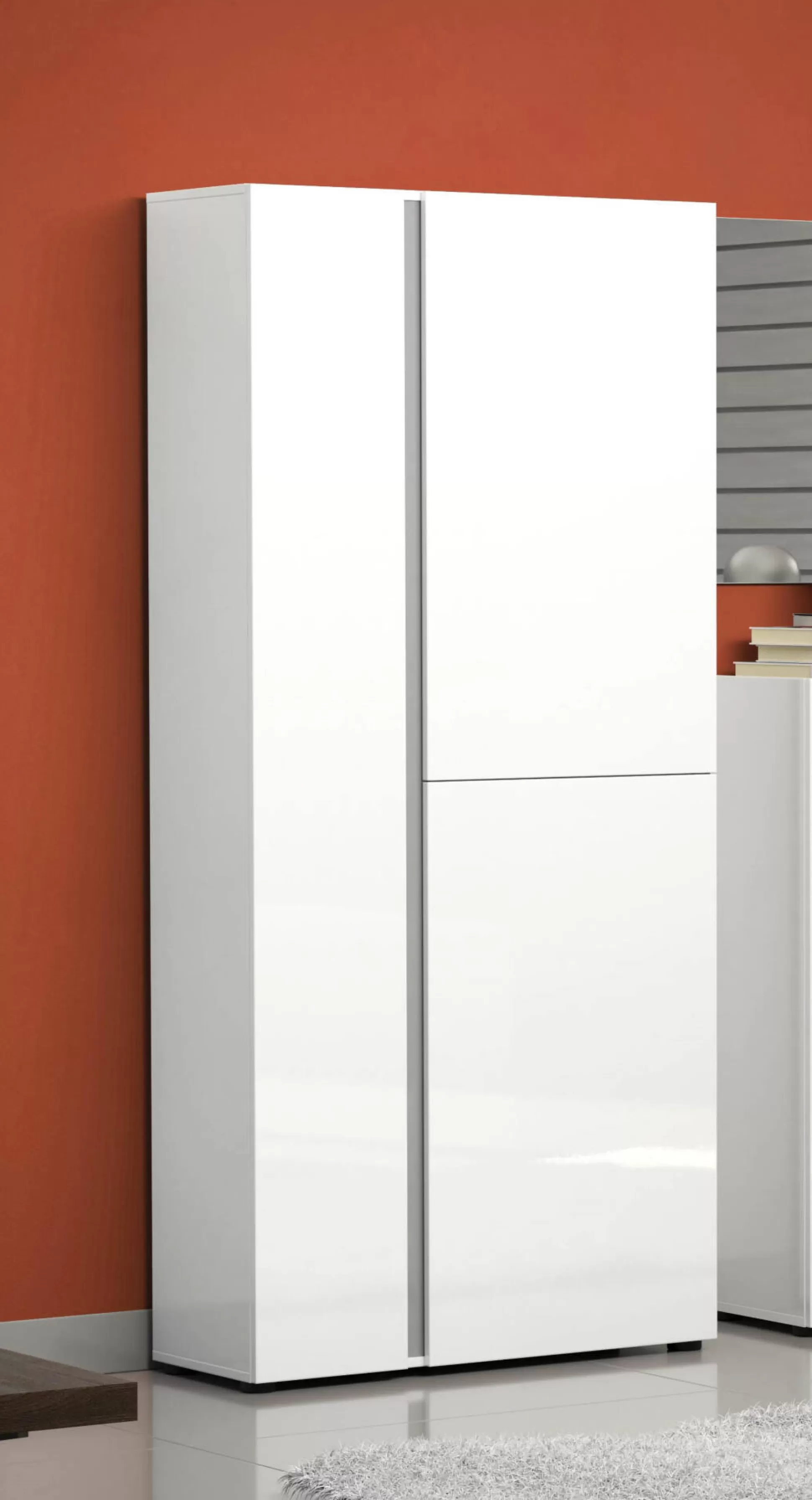 Dmora Scarpiere<Scarpiera Arthus, 91x33h196 cm, Bianco lucido e Antracite