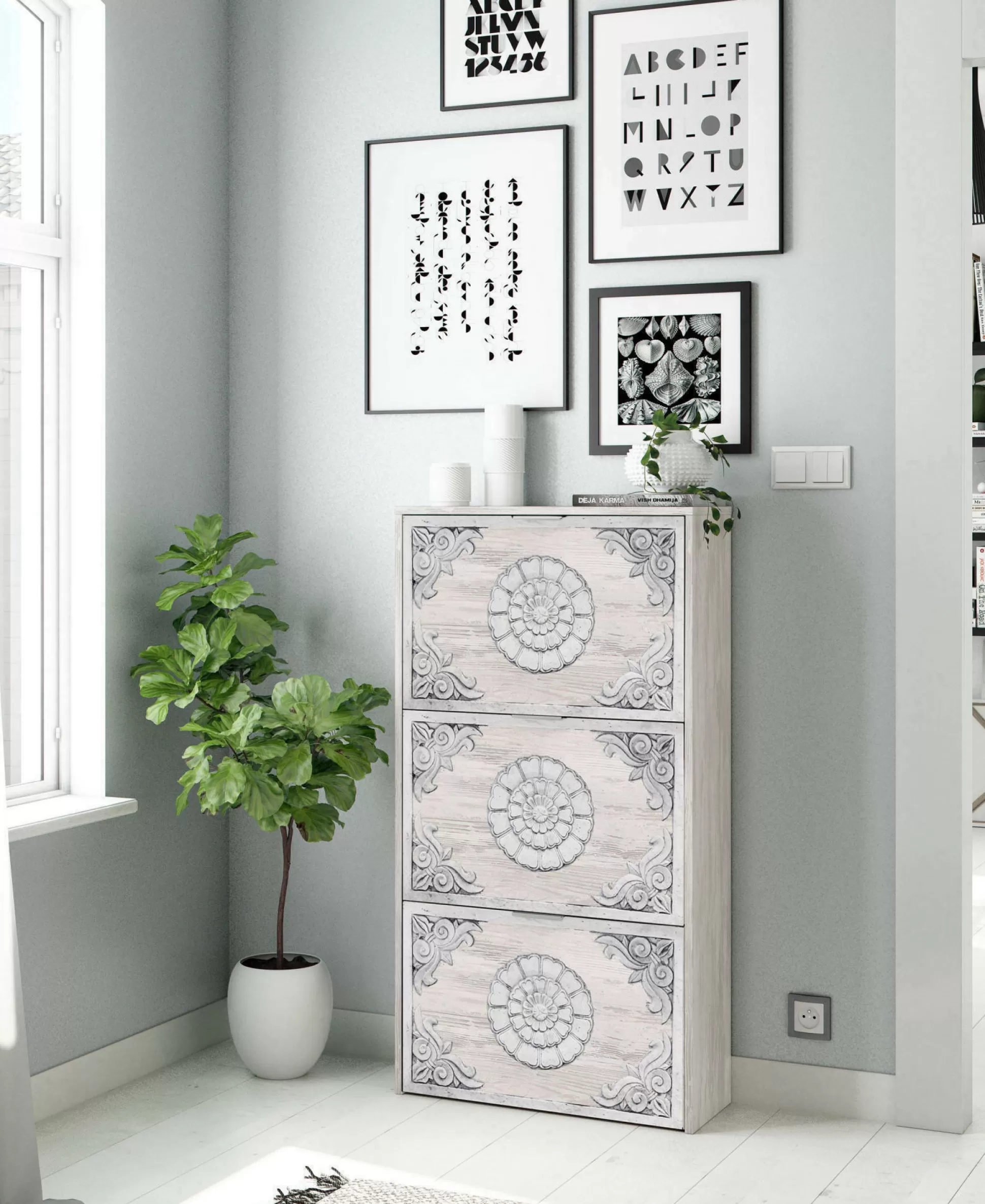 Dmora Scarpiere<Scarpiera Asca, 60x22h113 cm, anticato