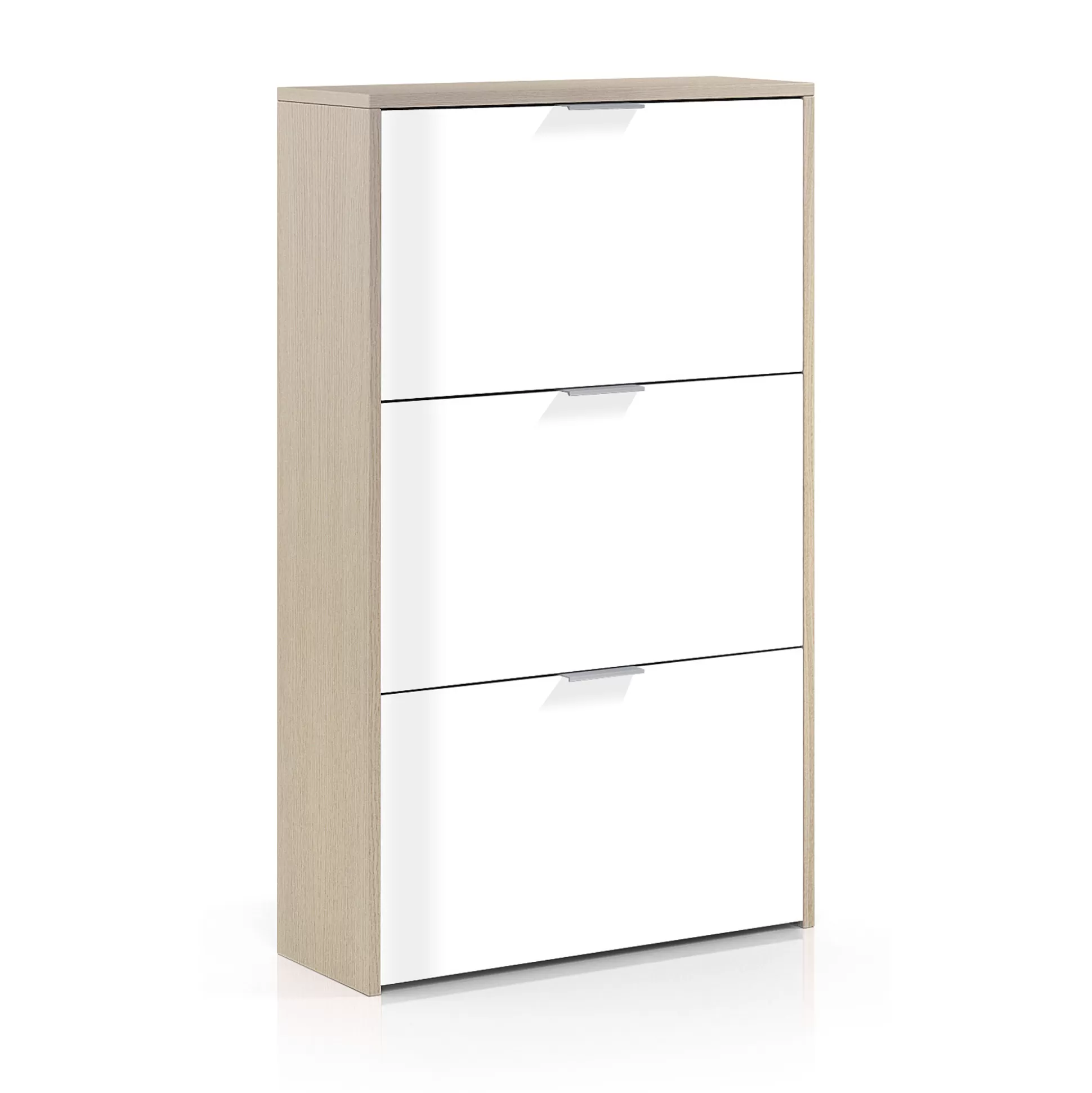 Dmora Scarpiere<Scarpiera Asca, 60x22h113 cm, Rovere e Bianco lucido