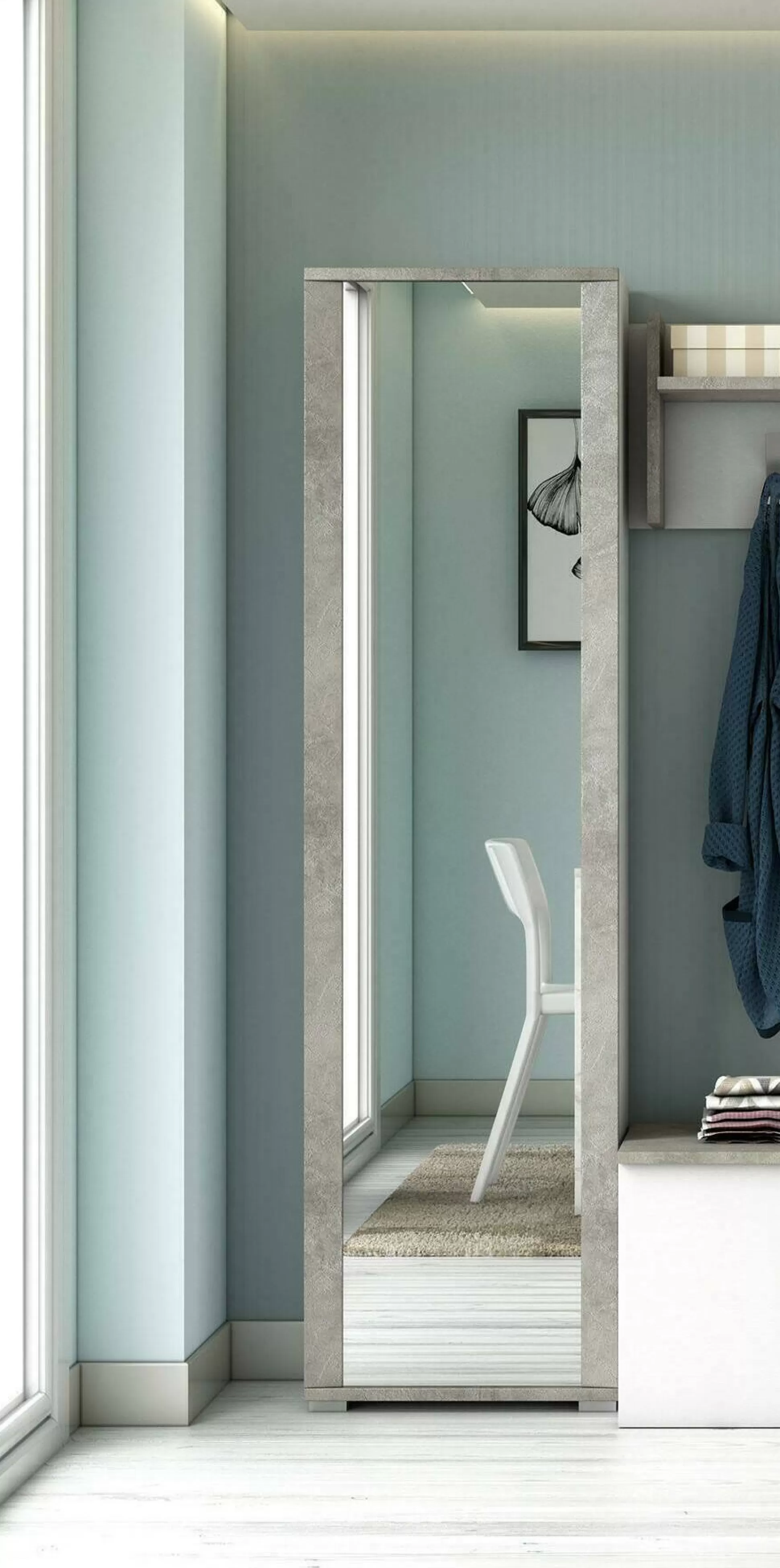 Dmora Scarpiere<Scarpiera Asiago, 50x32hx182 cm, Bianco e Cemento