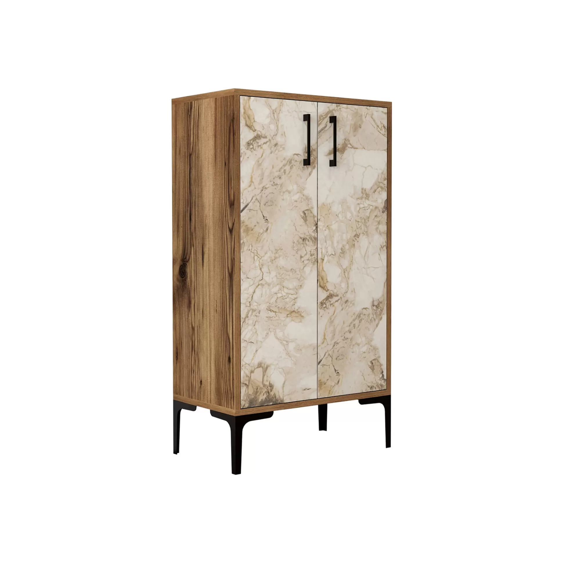 Dmora Scarpiere<Scarpiera Axarix, 60x35h111 cm, Noce e Bianco Marmo