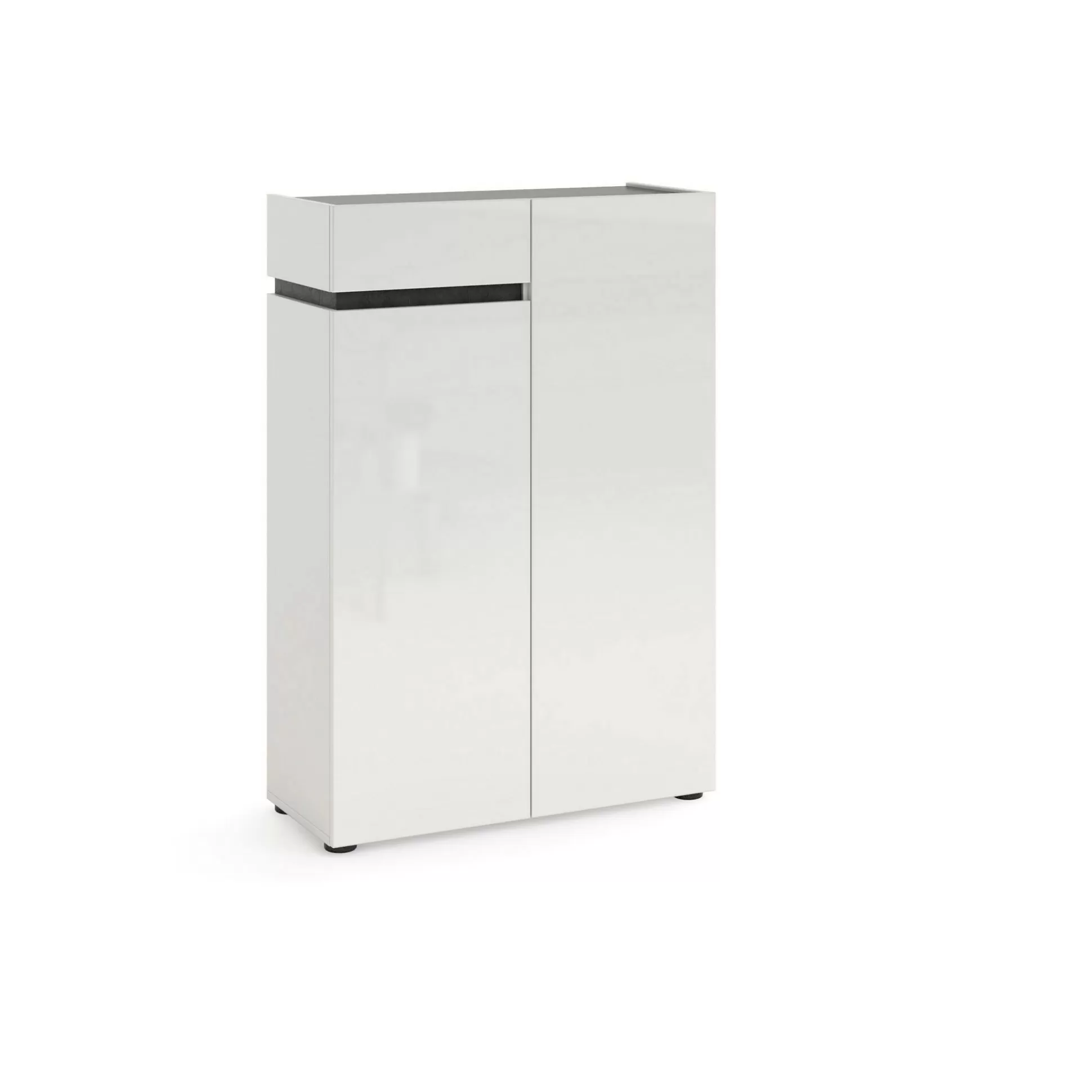 Dmora Scarpiere<Scarpiera Badolato, 80x34h115 cm, Bianco lucido e Antracite