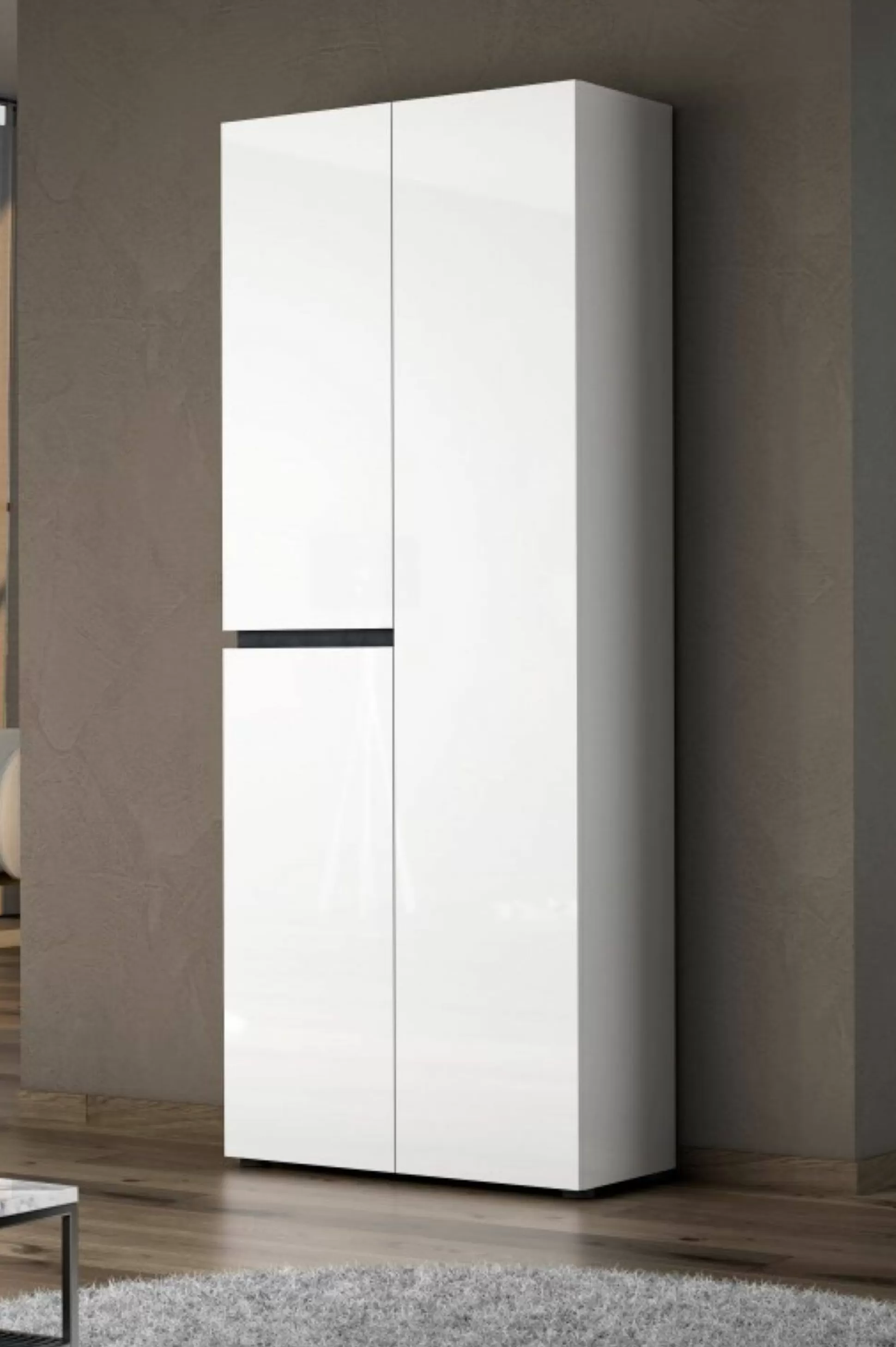 Dmora Scarpiere<Scarpiera Baiso, 80x34h200 cm, Bianco lucido e Antracite