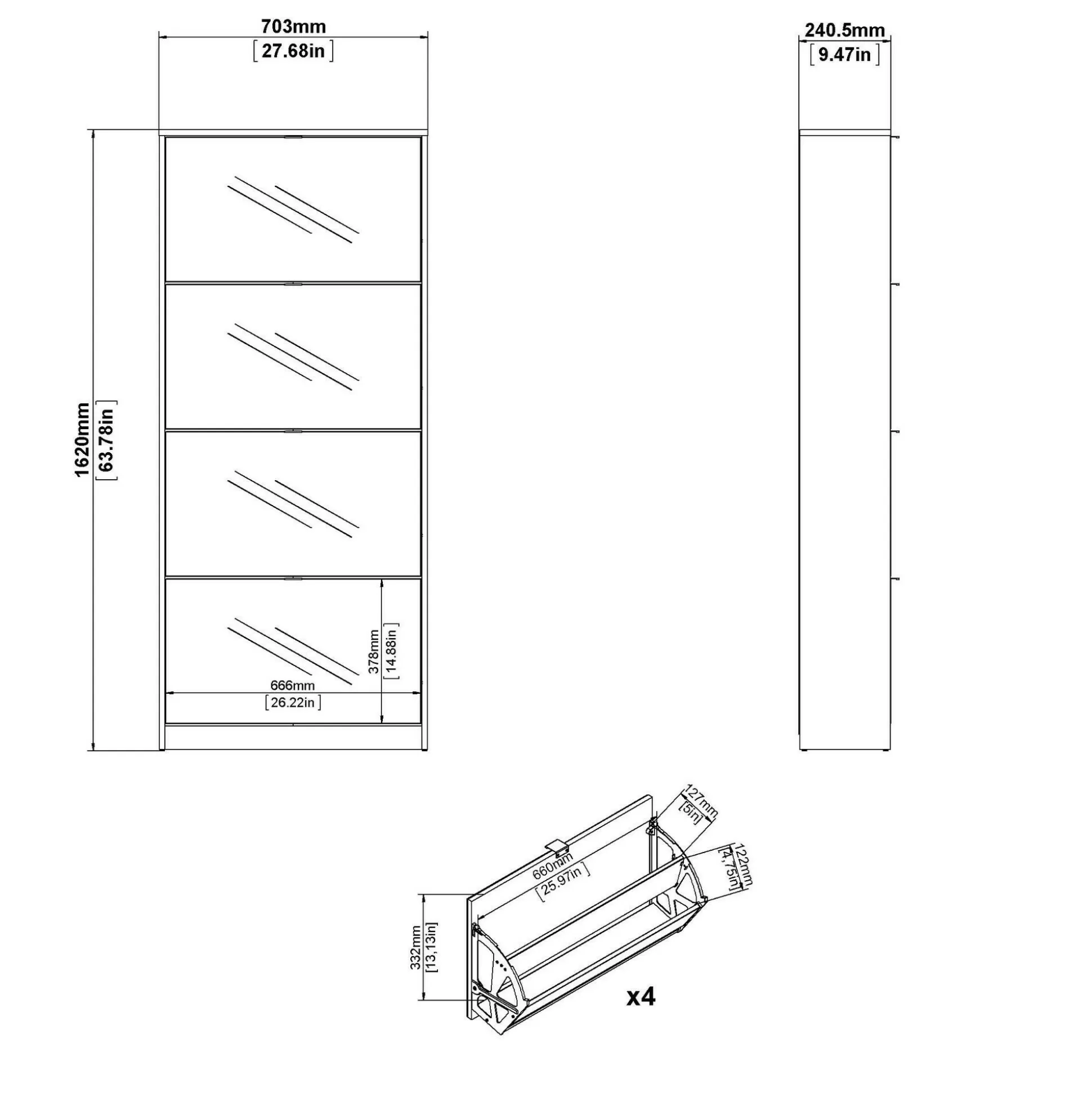 Dmora Scarpiere<Scarpiera Bliss, Mobile portascarpe, Armadio da ingresso multiuso, Mobiletto per calzature, 24x70 h162 cm, Bianco