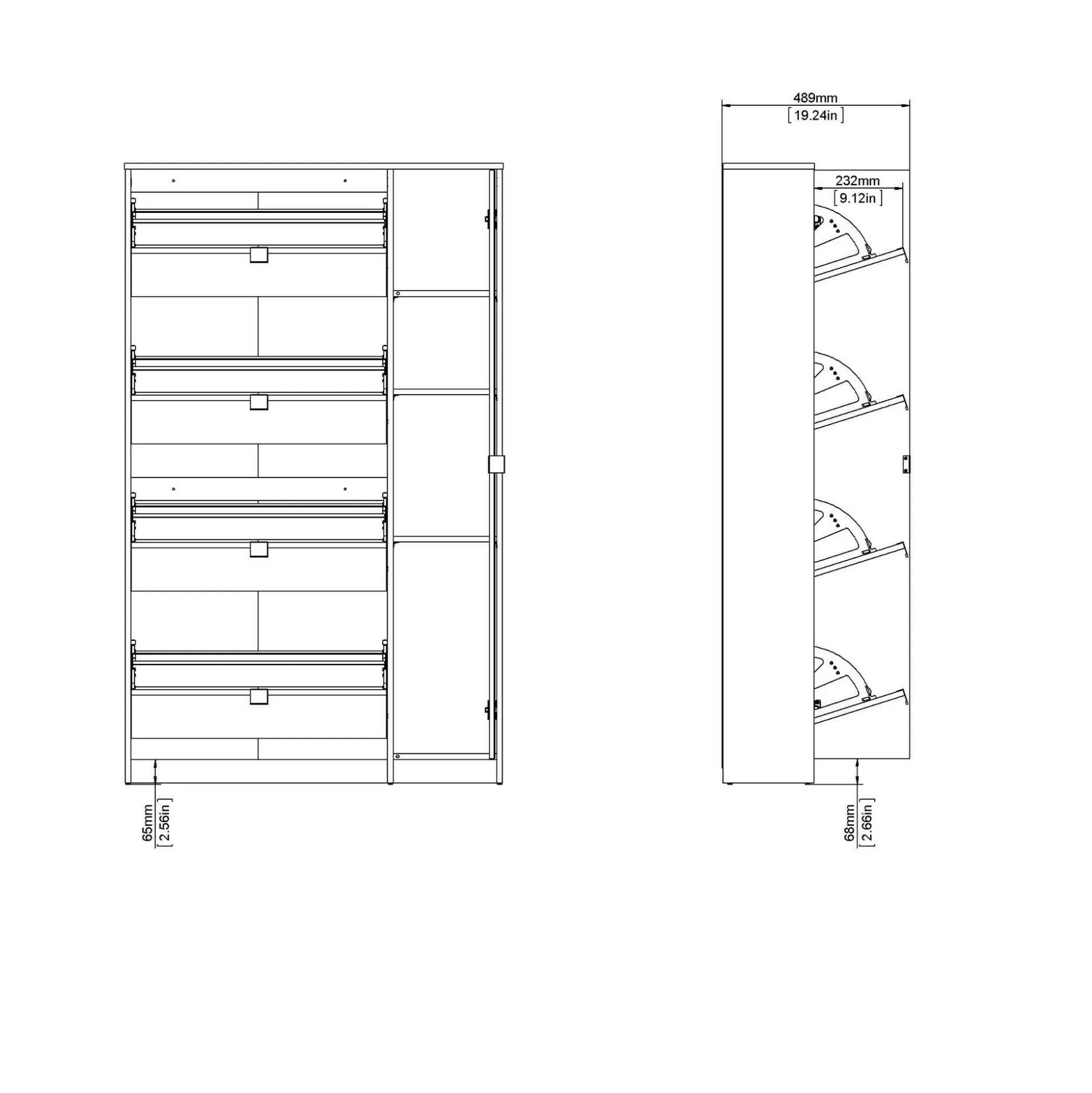 Dmora Scarpiere<Scarpiera Brie, Mobile portascarpe, Armadio da ingresso multiuso, Mobiletto per calzature, 99x24 h162 cm, Quercia e Bianco