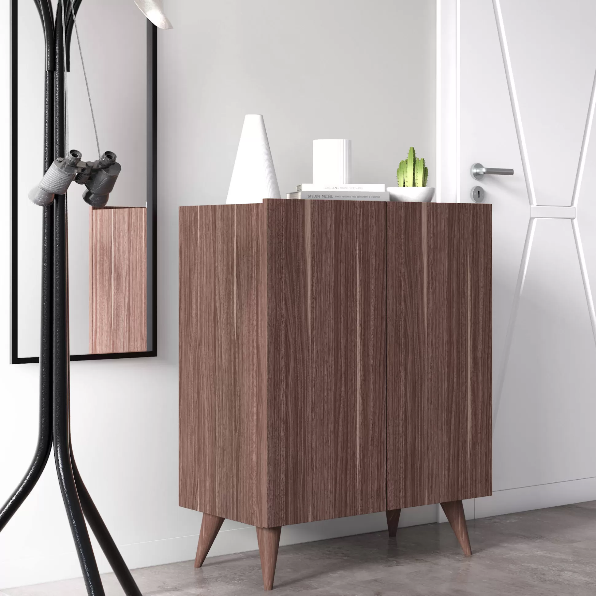 Dmora Scarpiere<Scarpiera con due ante battenti e quattro ripiani interni, cm 70 x 37 x 88, colore