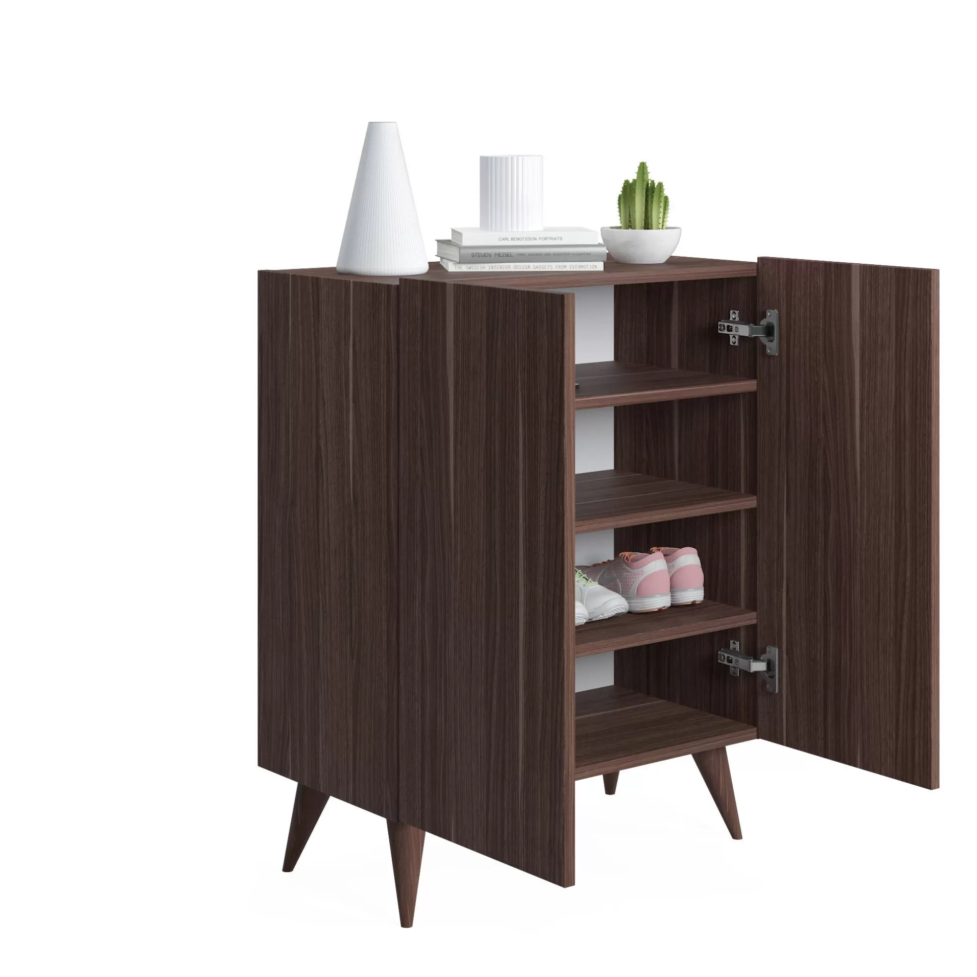 Dmora Scarpiere<Scarpiera con due ante battenti e quattro ripiani interni, cm 70 x 37 x 88, colore