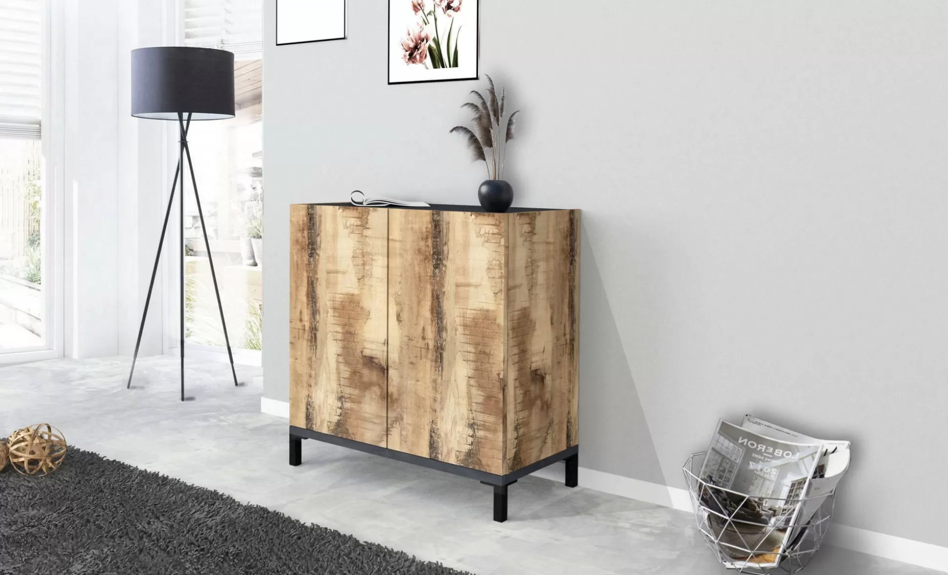 Dmora Scarpiere<Scarpiera Dabbaso, cm 80x40h80, Ardesia e Acero