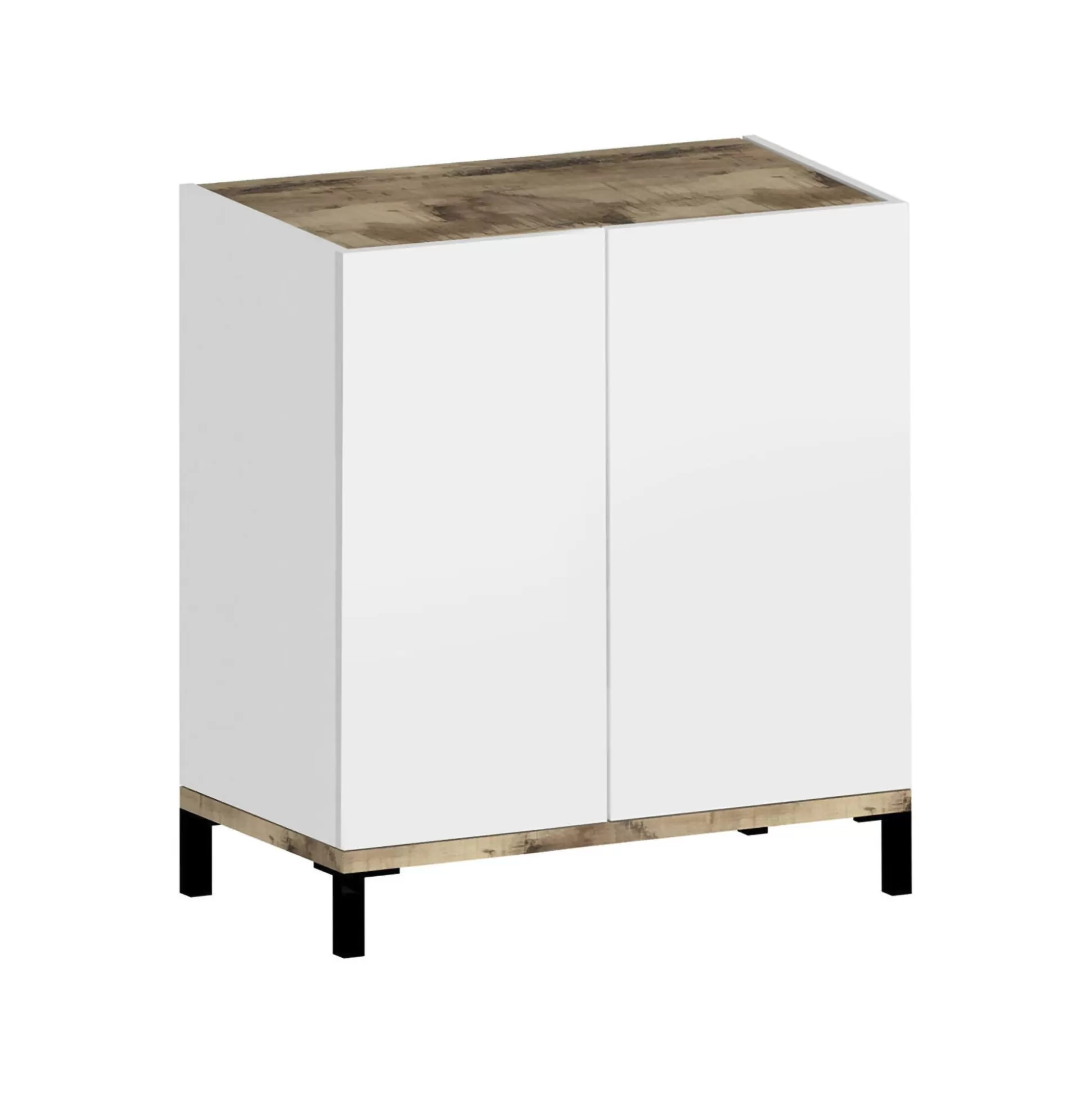 Dmora Scarpiere<Scarpiera Dabbaso, cm 80x40h80, Bianco lucido e Acero