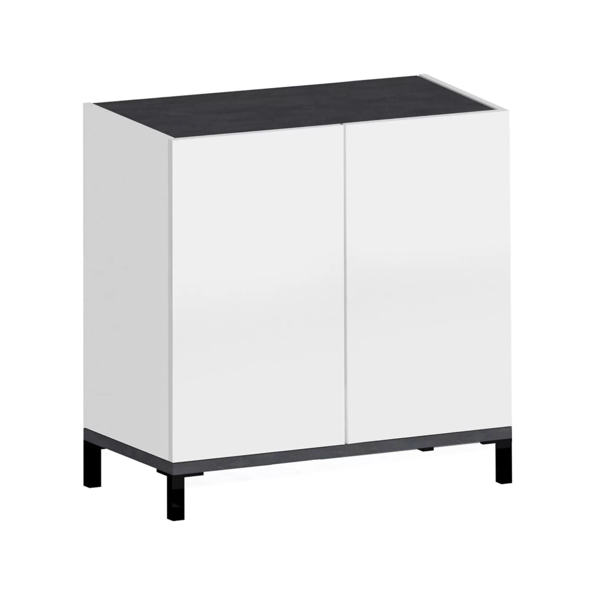 Dmora Scarpiere<Scarpiera Dabbaso, cm 80x40h80, Bianco lucido e Ardesia