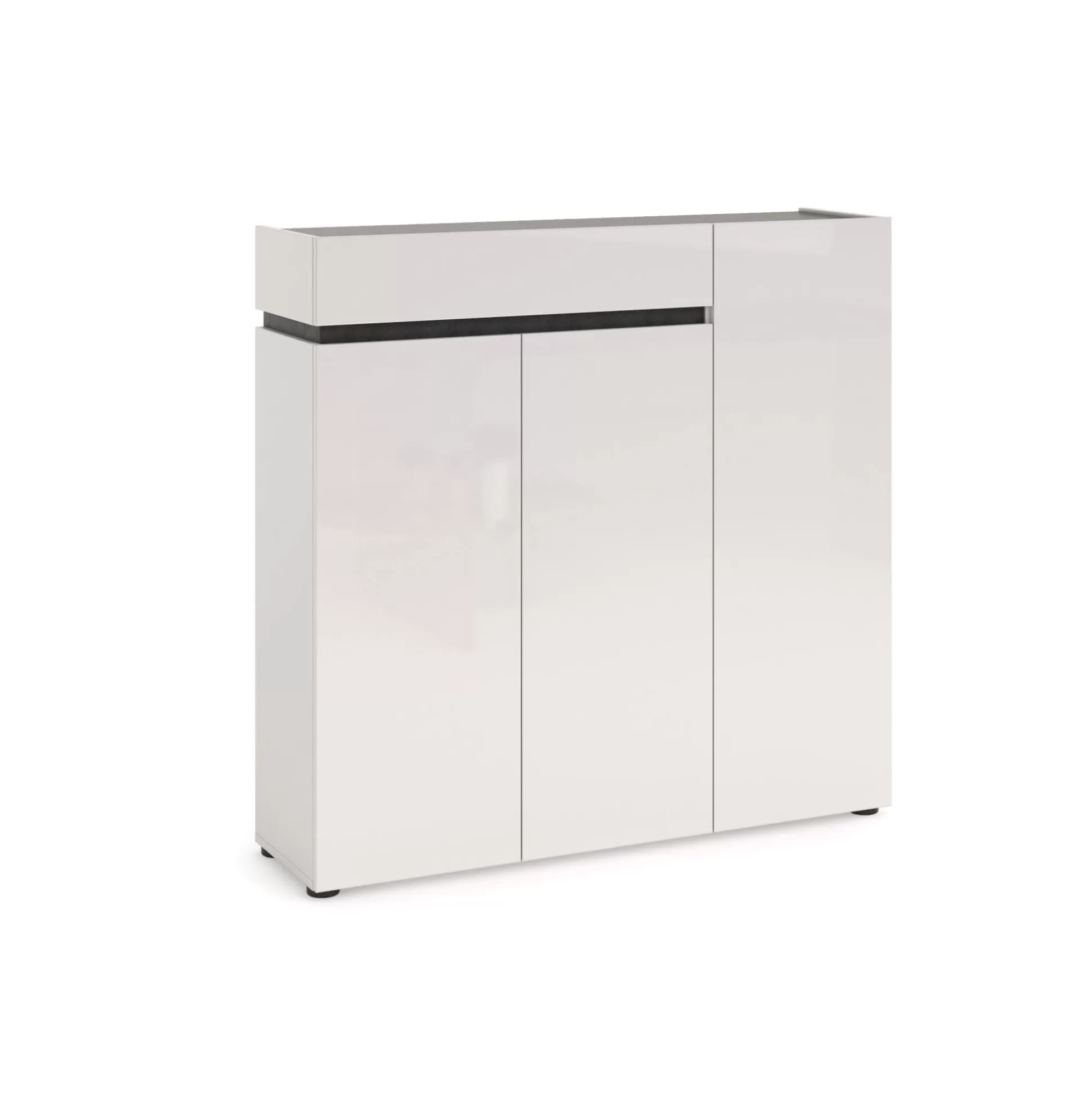 Dmora Scarpiere<Scarpiera Dbontacchi, 120x34h115 cm, Bianco lucido e Antracite