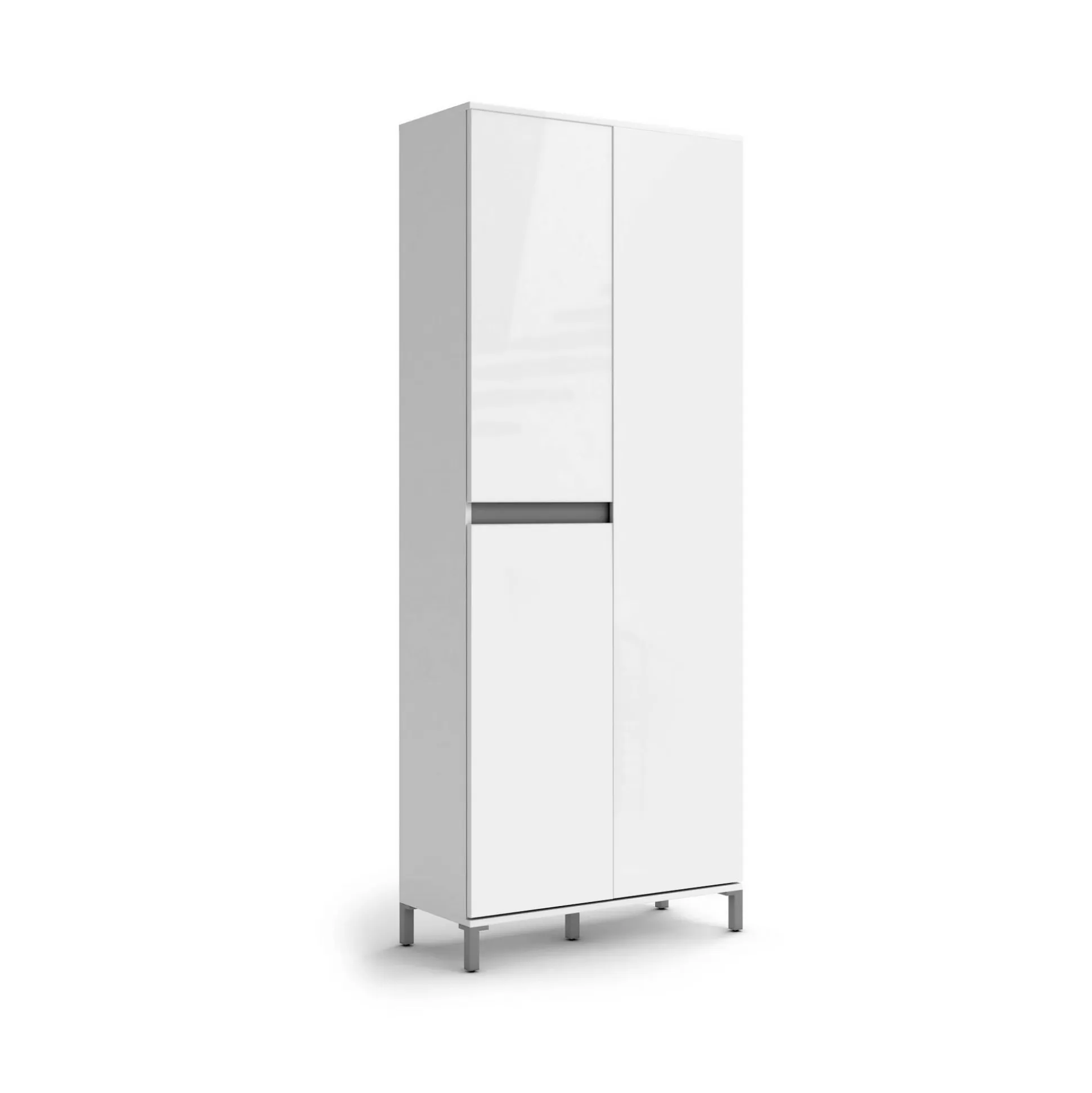 Dmora Scarpiere<Scarpiera Dcalhanogl, 81x34h200 cm, Bianco lucido e Antracite