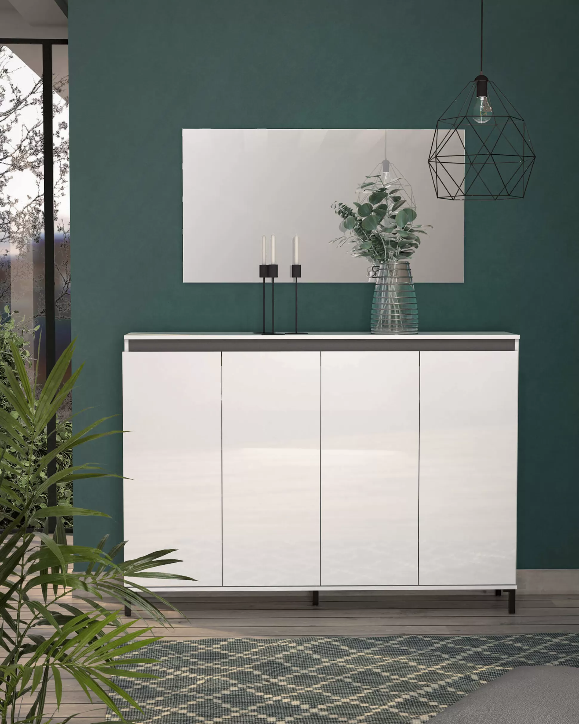 Dmora Scarpiere<Scarpiera Dcaracciol, 160x34h115 cm, Bianco lucido e Antracite