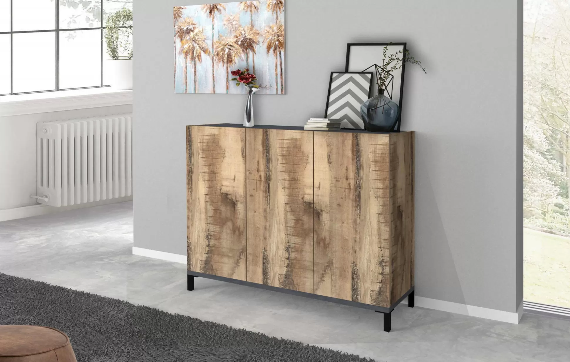 Dmora Scarpiere<Scarpiera Dlopret, cm 120x40h80, Ardesia e Acero