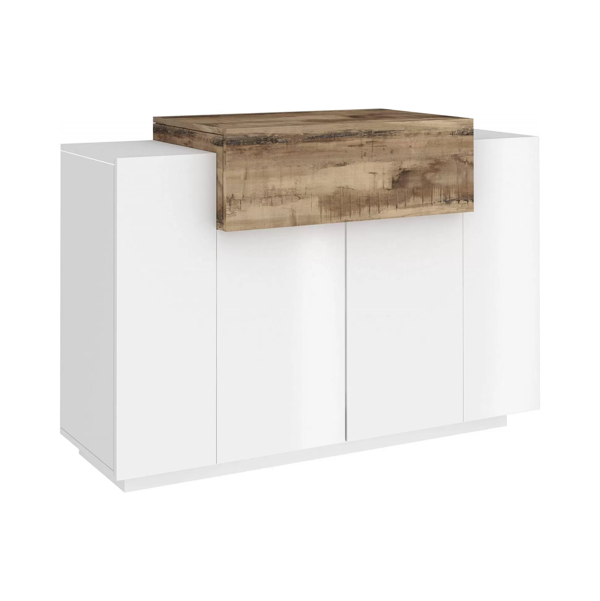 Dmora Scarpiere<Scarpiera Dlucc, cm 120x45h86, Bianco lucido e Acero