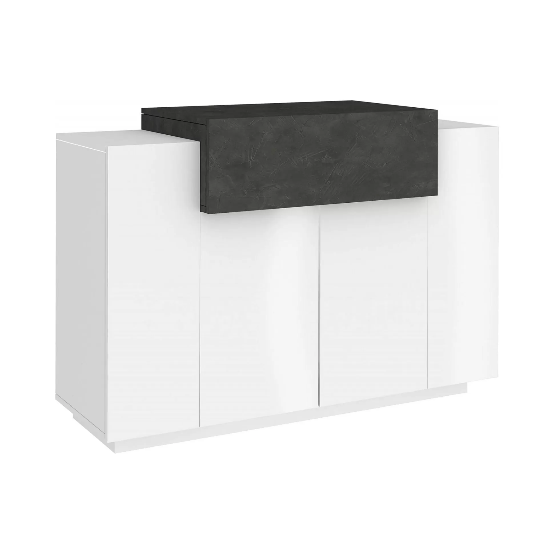Dmora Scarpiere<Scarpiera Dlucc, cm 120x45h86, Bianco lucido e Ardesia